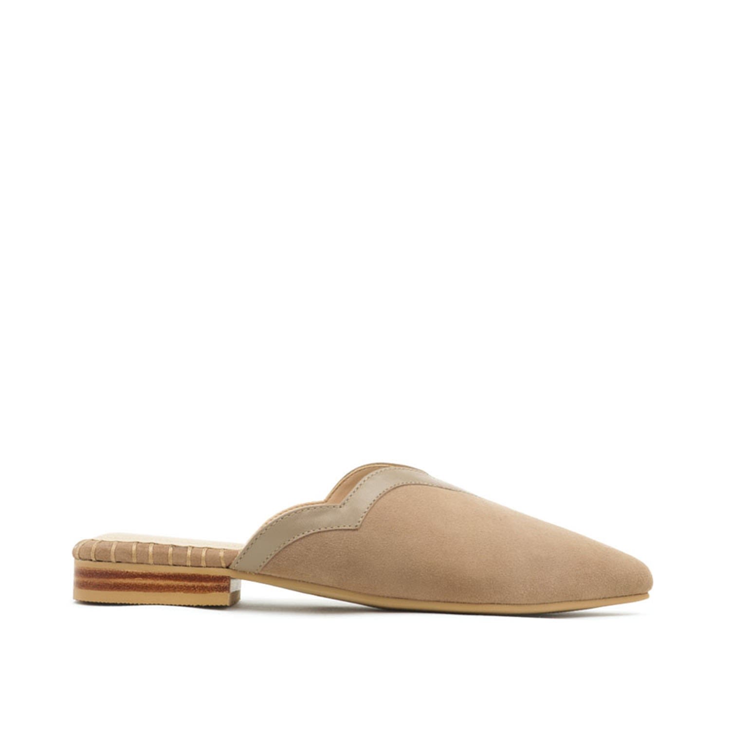 Rag & Co Women's Brown Orla Taupe Classic Suede Walking Mules In Neutral