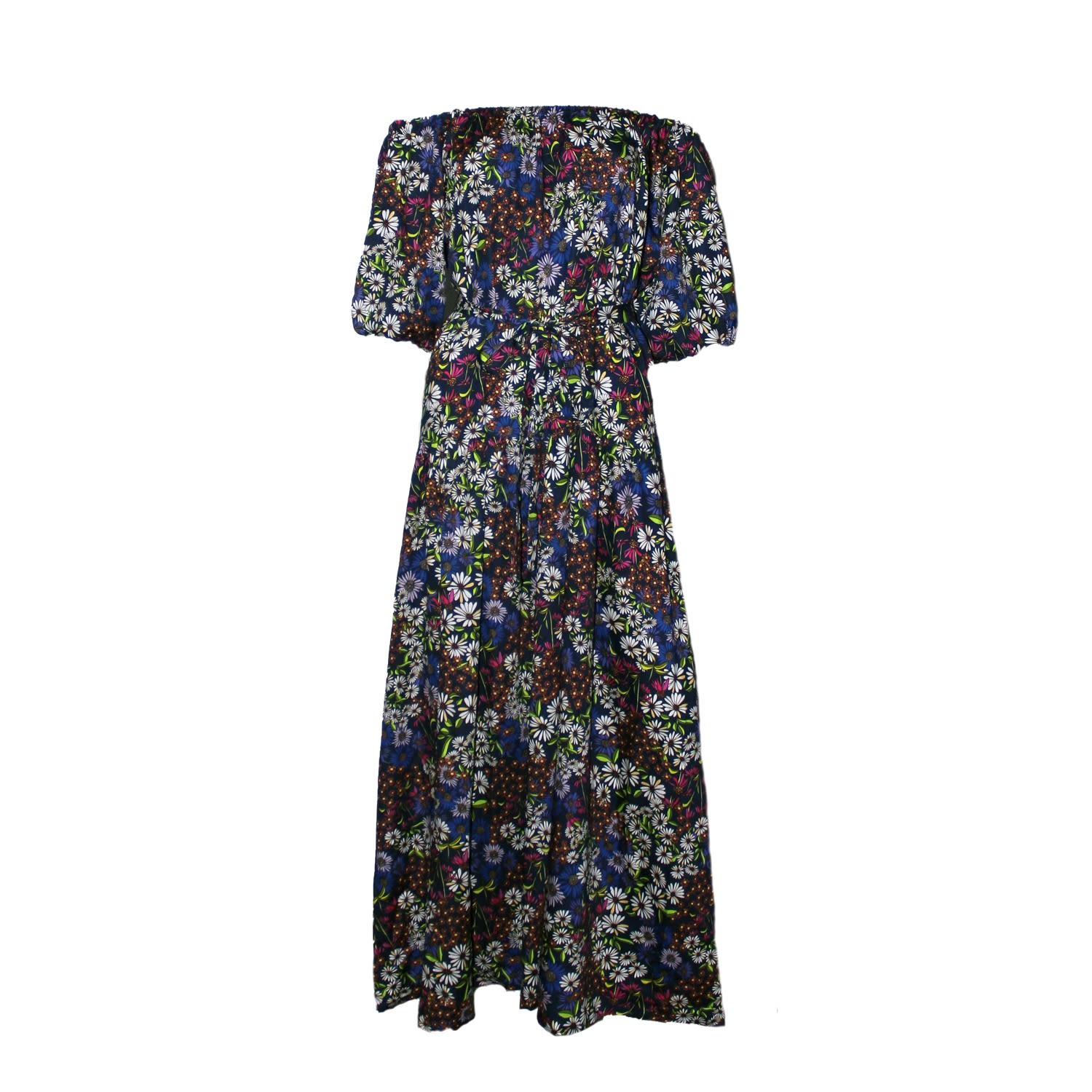 Women’s Printed Puff Sleeve Belted Maxi Dress M/L Joeleen Torvick