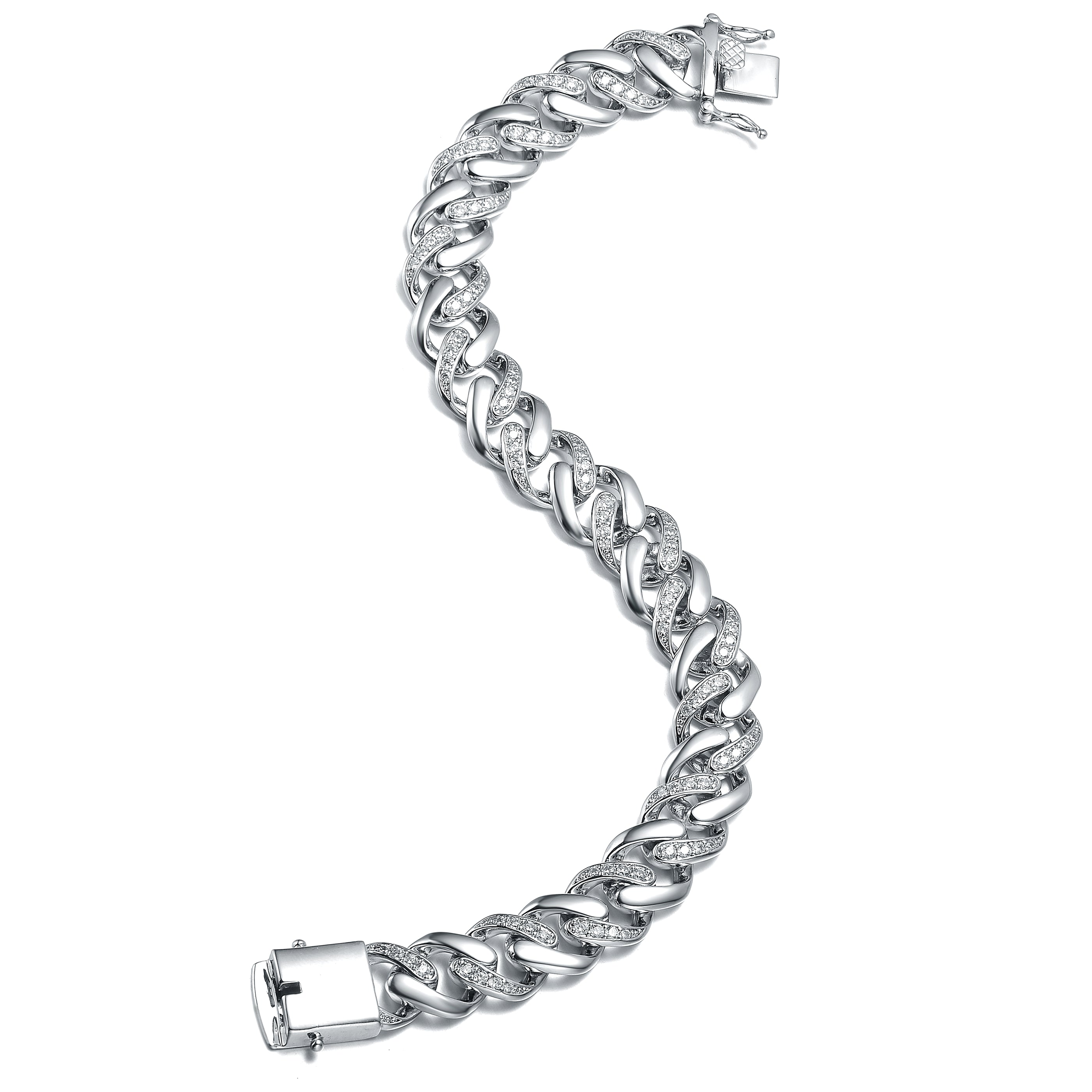 Women’s White / Silver Vilette Sterling Silver Chunky Chain Limited Edition Bracelet Genevive Jewelry