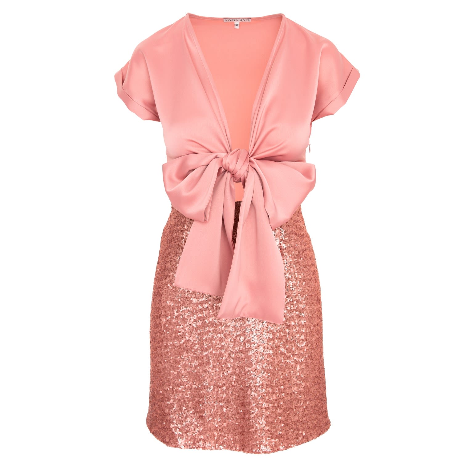 Noria Anis Women's Rose Gold Afterglow Bow-front Mini Dress In Peach In Rose Gold