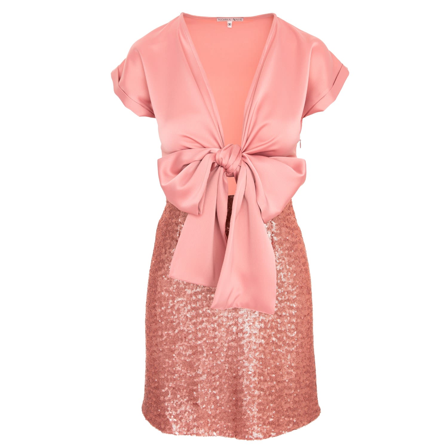 Women’s Rose Gold Afterglow Bow-Front Mini Dress In Peach Extra Small Noria Anis