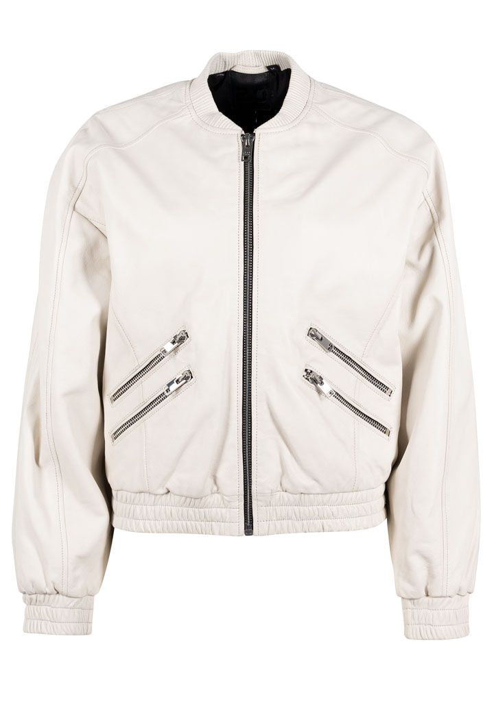 Mauritius Women's Hariet Os Leather Jacket, Off White