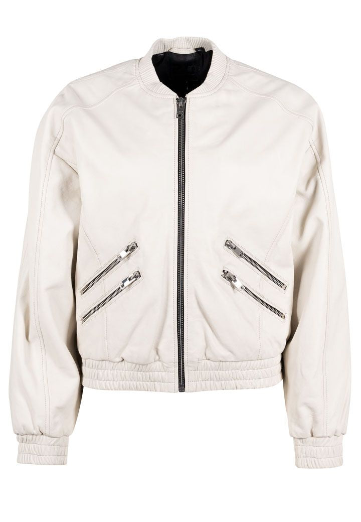 Mauritius Hariet Leather Jacket In Off White In White