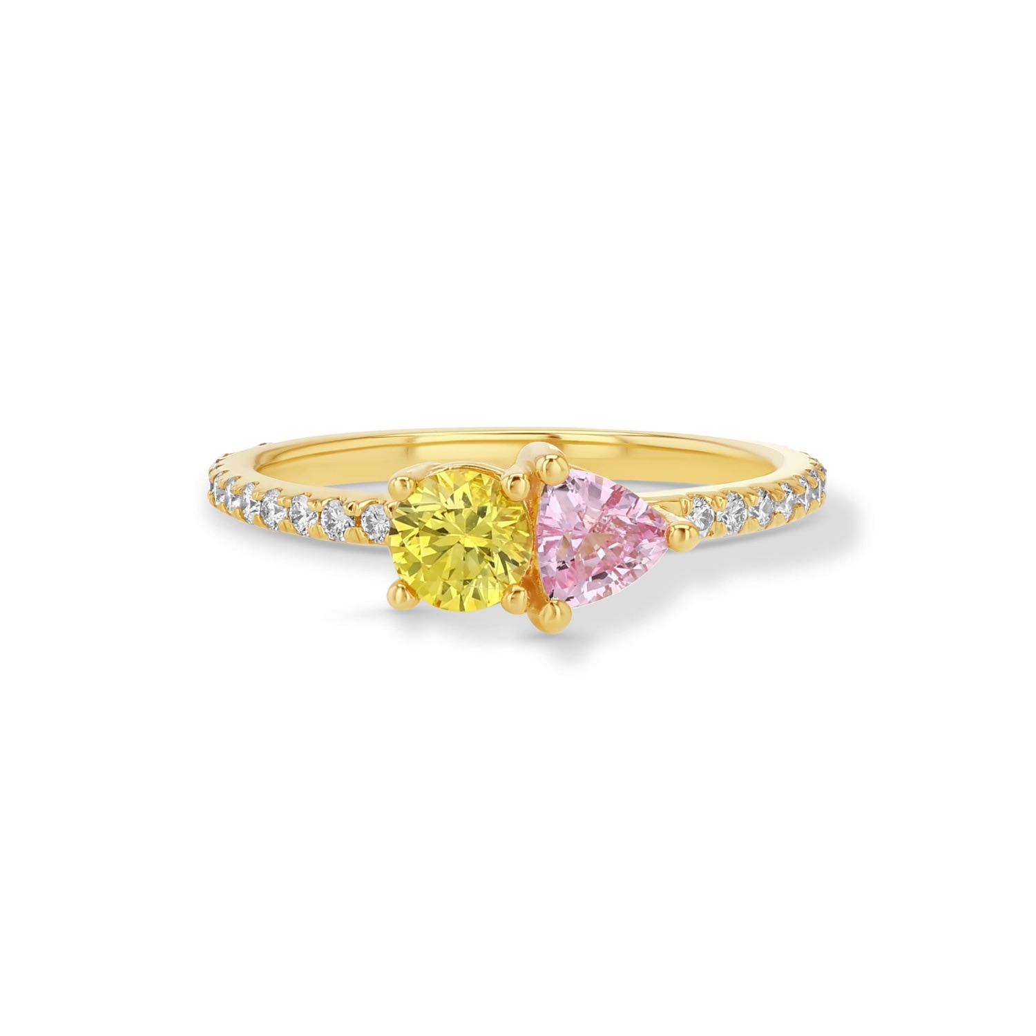 Jewelbird Women's Gold / Pink / Yellow Yellow And Pink Sapphire Toi Et Moi Ring