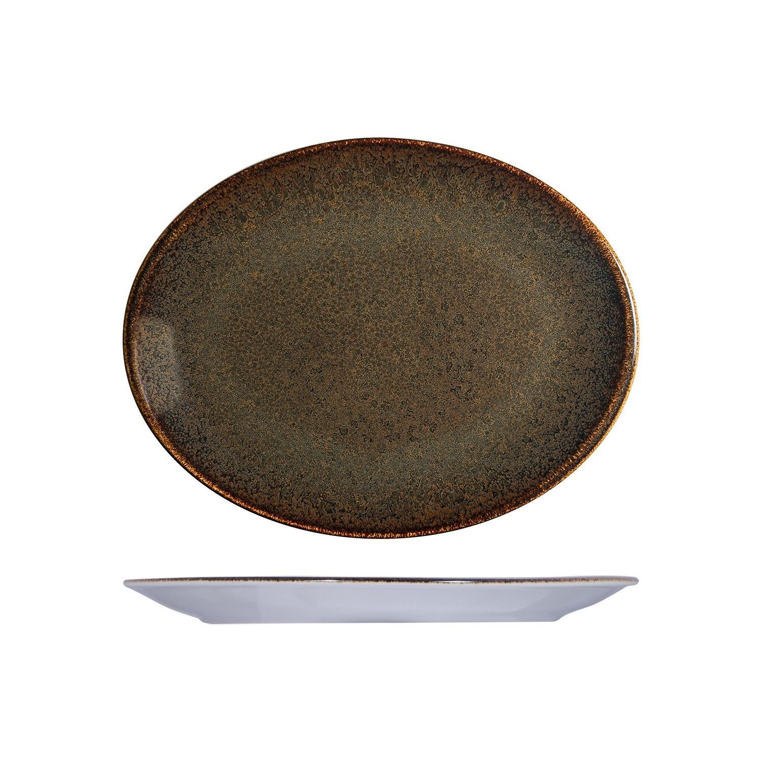 Turgla Home Tierra Oval Brown Porcelain Platter