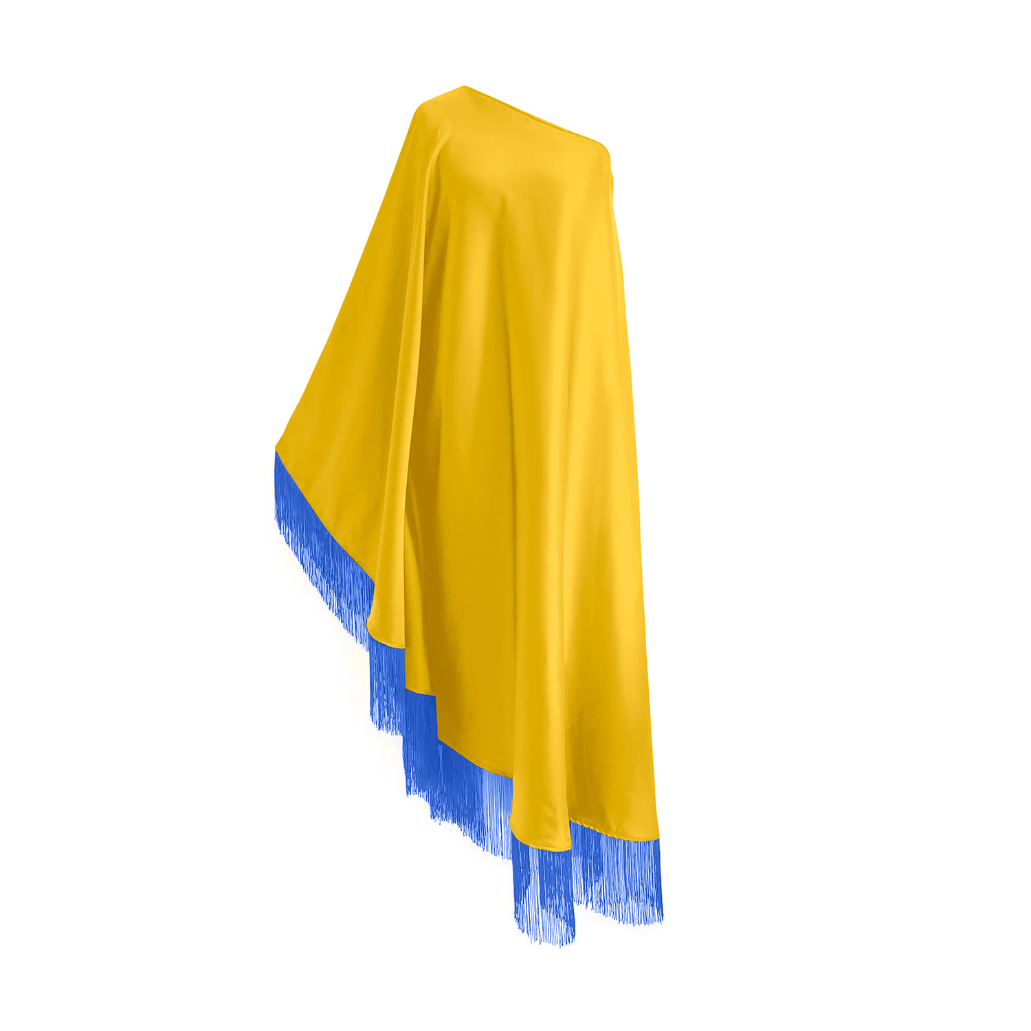 Toma Women's Blue / Yellow Blue Fringe Off Shoulder Summer Glam Maxi Yellow Dress In Yellow