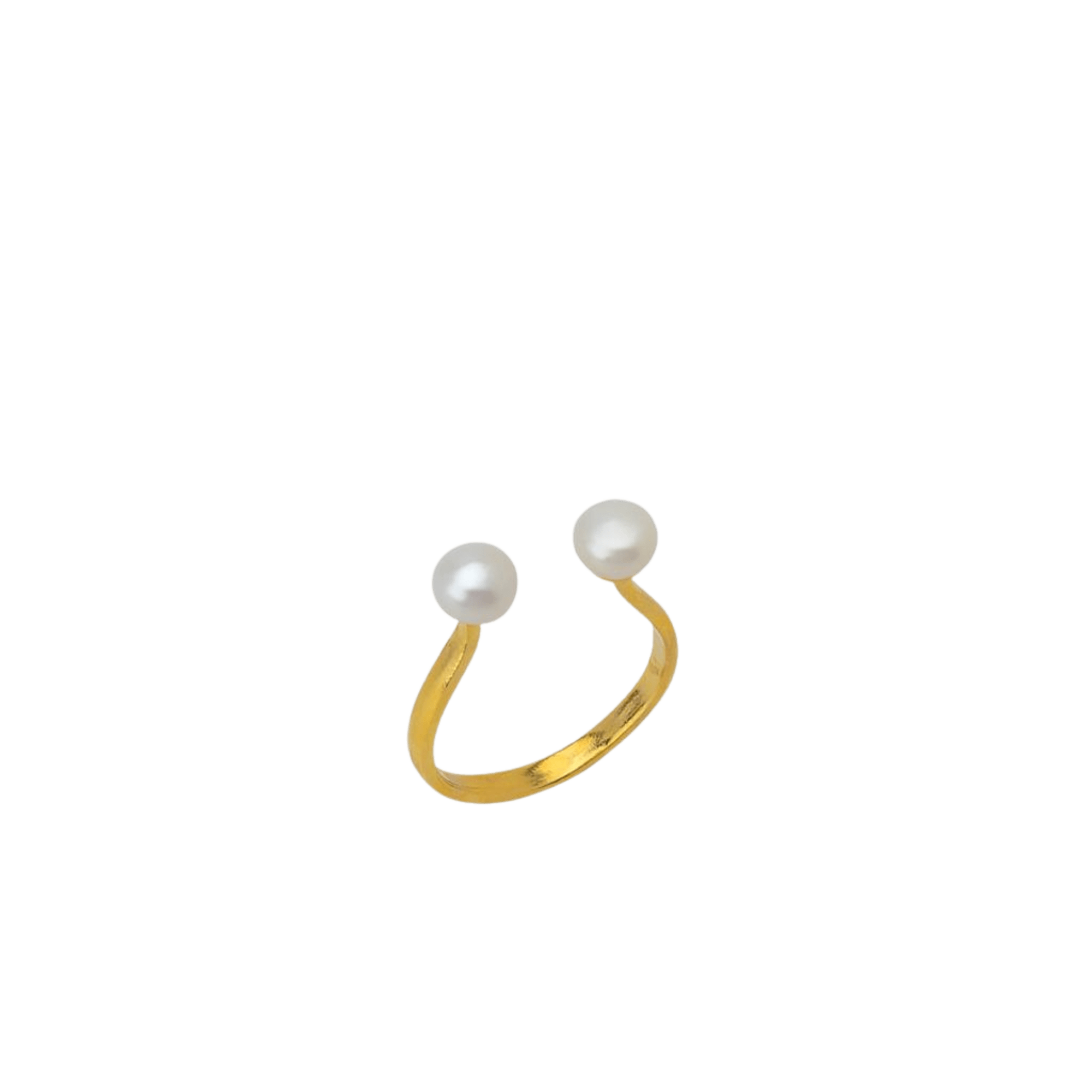 Spero London Women's Double Pearl Sterling Silver Adjustable Open Ring - Gold In Gold