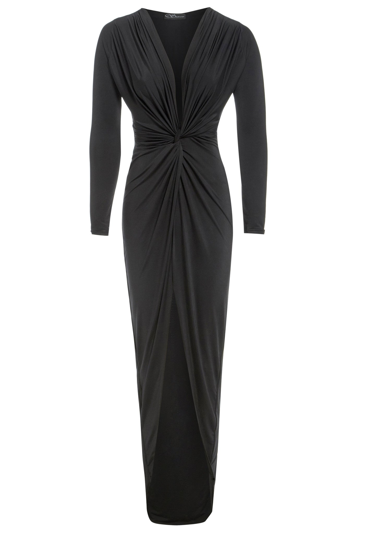 Sarvin Women's Black Knot Front Midi Dress In Gray