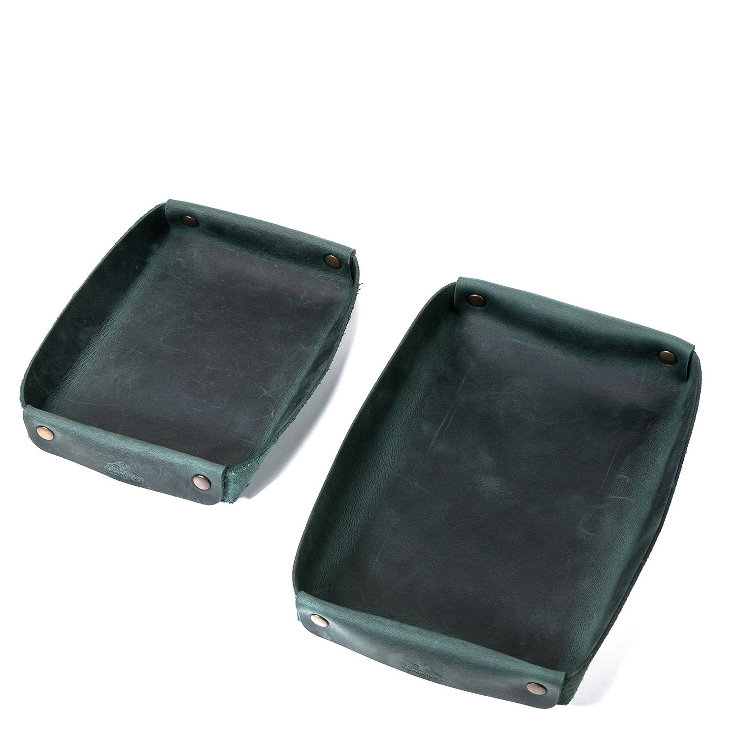 Leather Valet Tray - Set Of 2 - Green Roarcraft