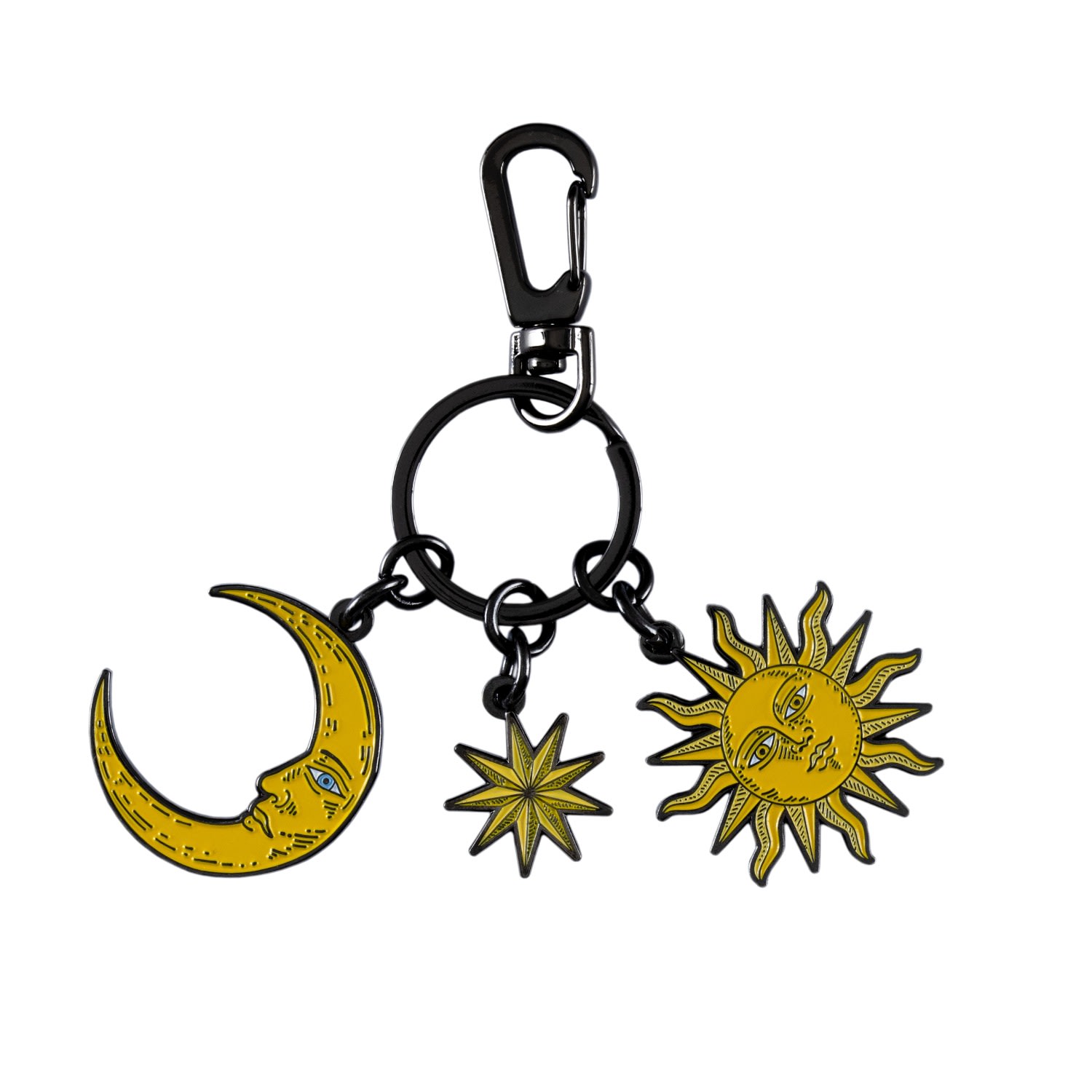 Make Heads Turn Women's Yellow / Orange Enamel Keychain Sun, Moon & Stars In Multi