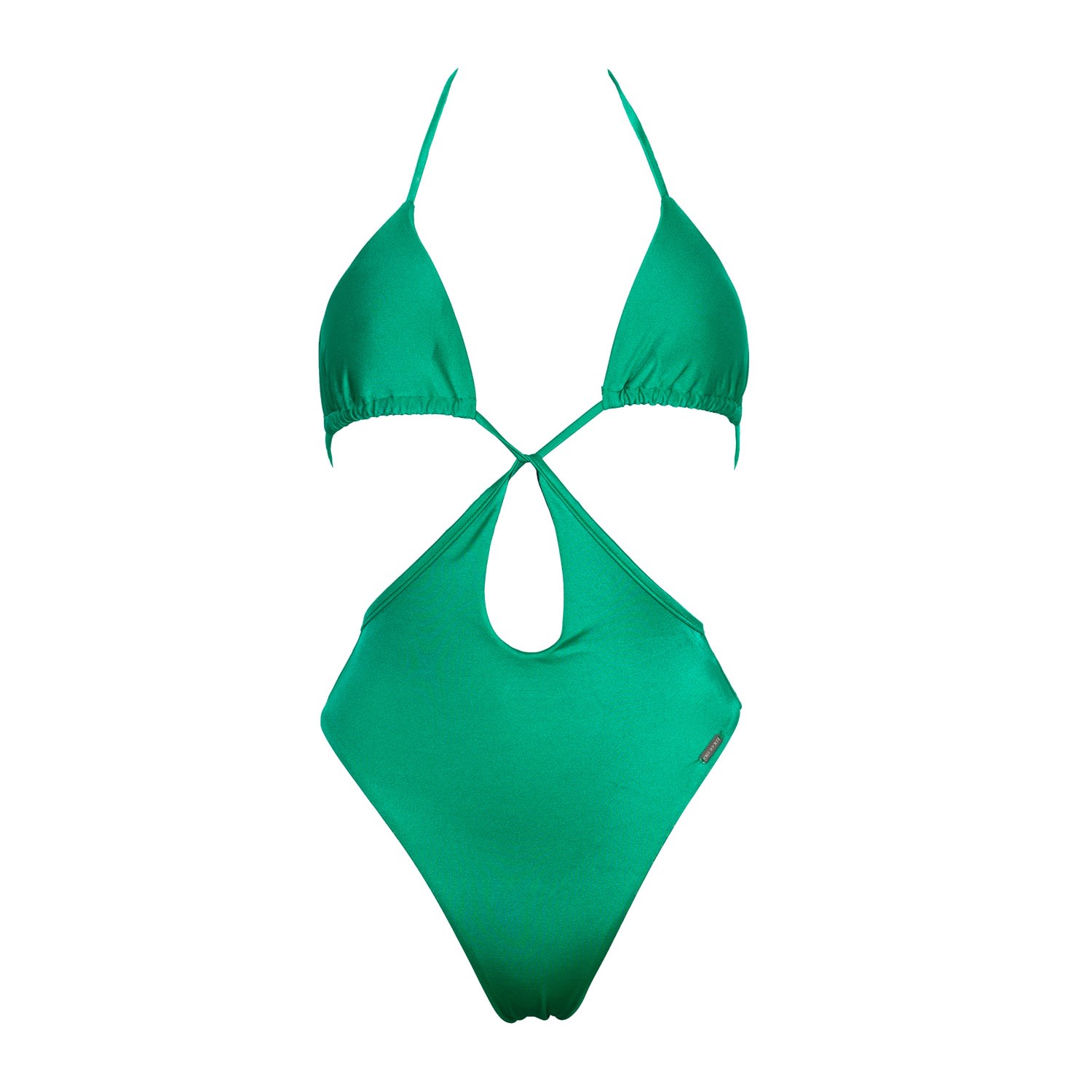 Free Society Women's  Cut Out Halter Swimsuit In Metallic Green