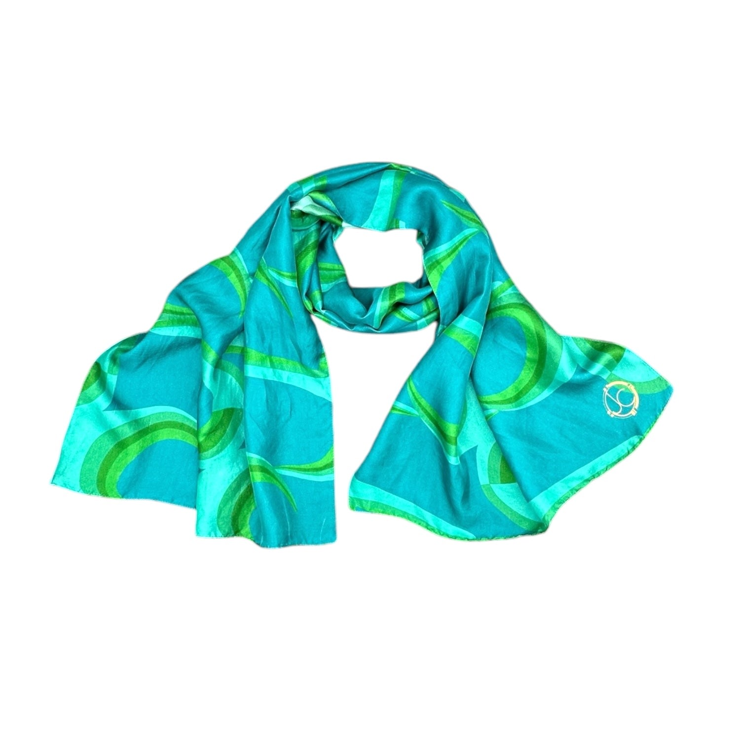 Julia Clancey Women's Green / Blue Jcjc Teal  Silk Scarf