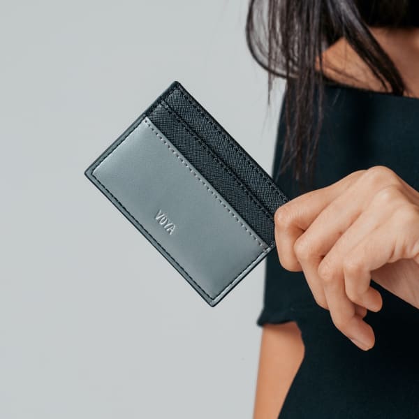 Voya Leather Card Holder Black In Holder