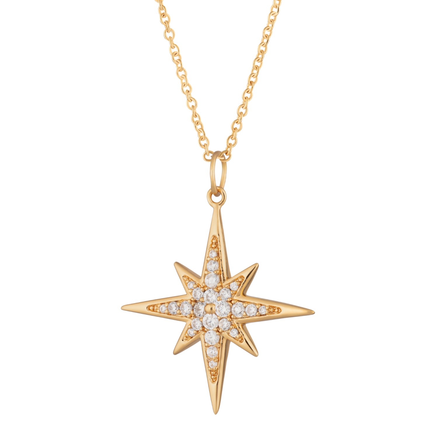 Women’s Gold Large Sparkling Starburst Necklace With Slider Clasp Scream Pretty