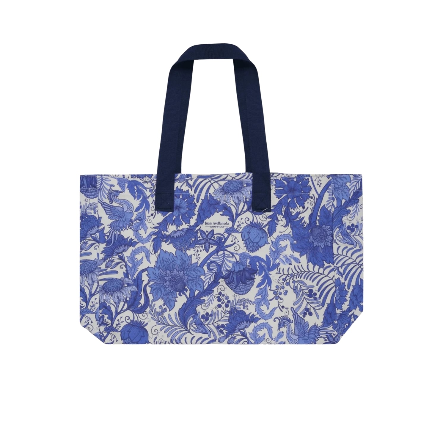 Juan Avellaneda X Seeiou Women's Tote Bag With Iconic  Print In Blue