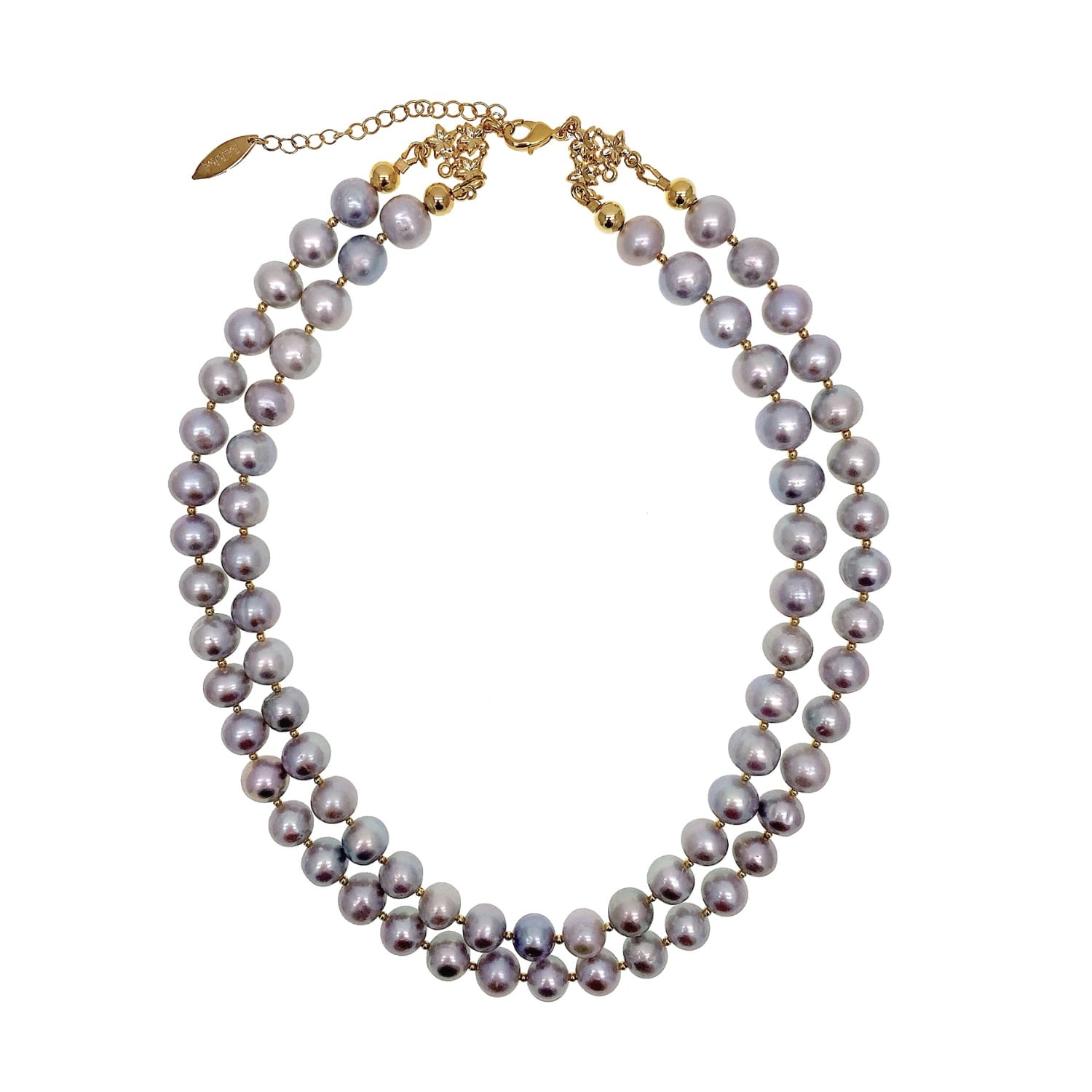 Farra Women's Grey / White Grey Freshwater Pearls Double Strands Choker In Multi