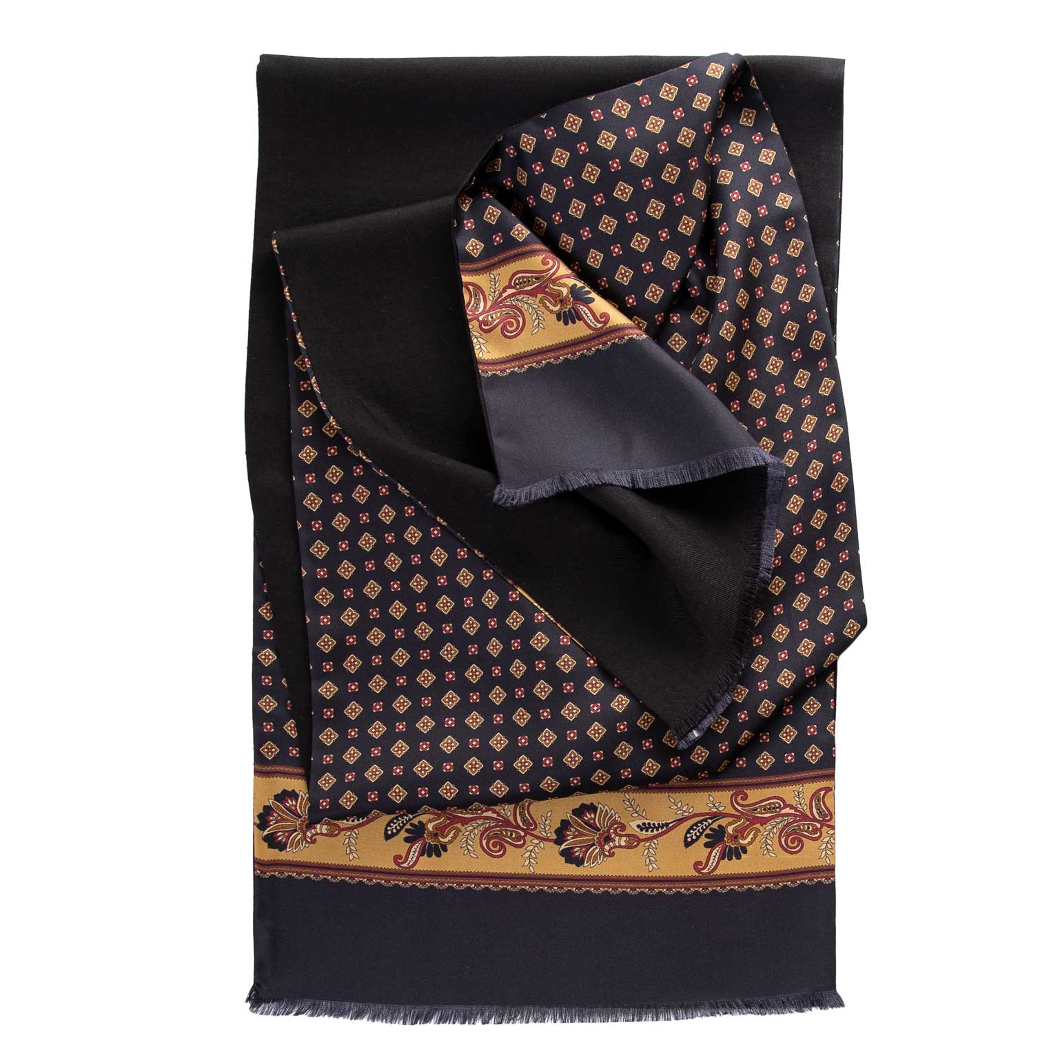 Sondrio - Wool Backed Silk Scarf - Black by Elizabetta