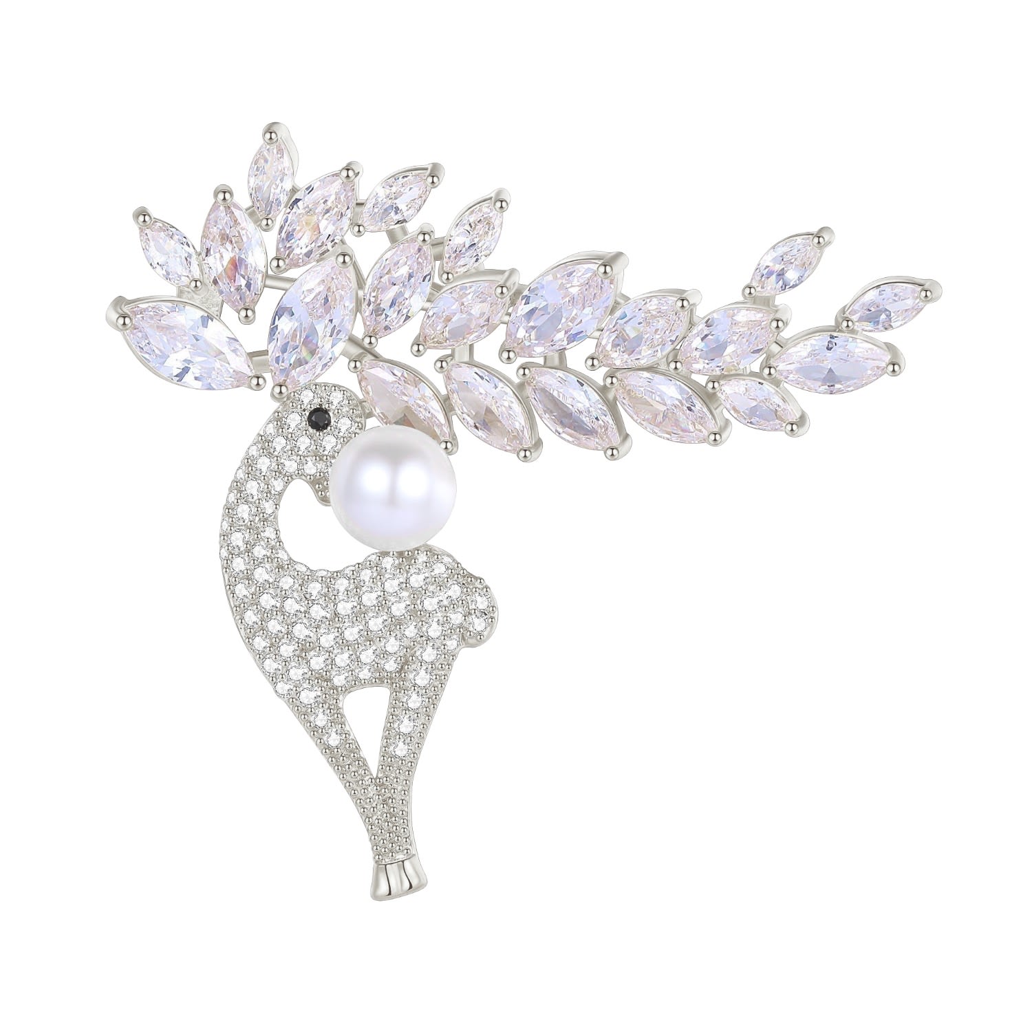 Classicharms Women's Silver Pavé & Pearl Reindeer Brooch Necklace Set In Metallic