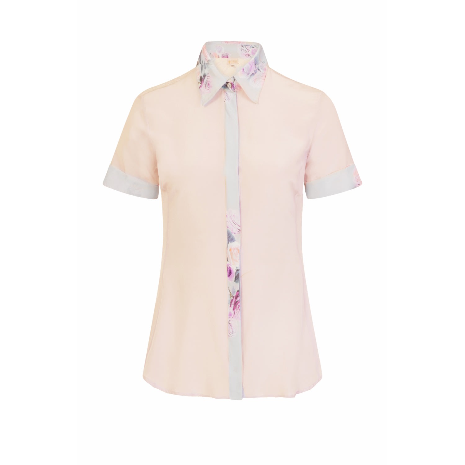 Women’s Neutrals Soft Peach Fitted Silk Shirt Extra Small Sophie Cameron Davies