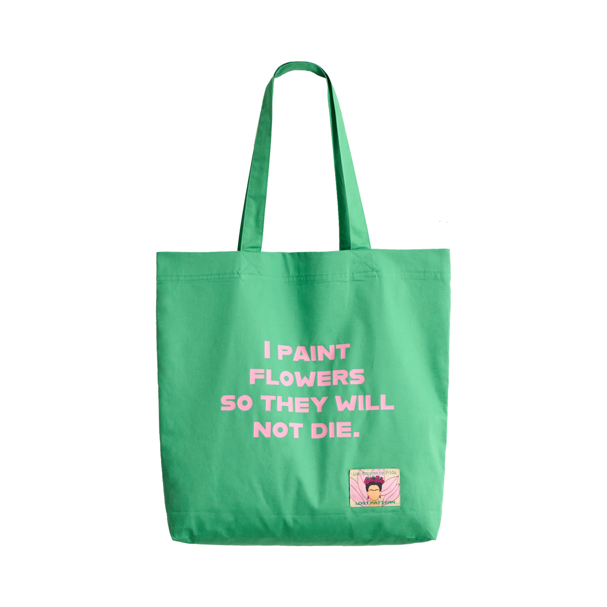 Lost Pattern Nyc Women's The Voice Of Frida Cotton Tote Bag - Cactus Green In Green