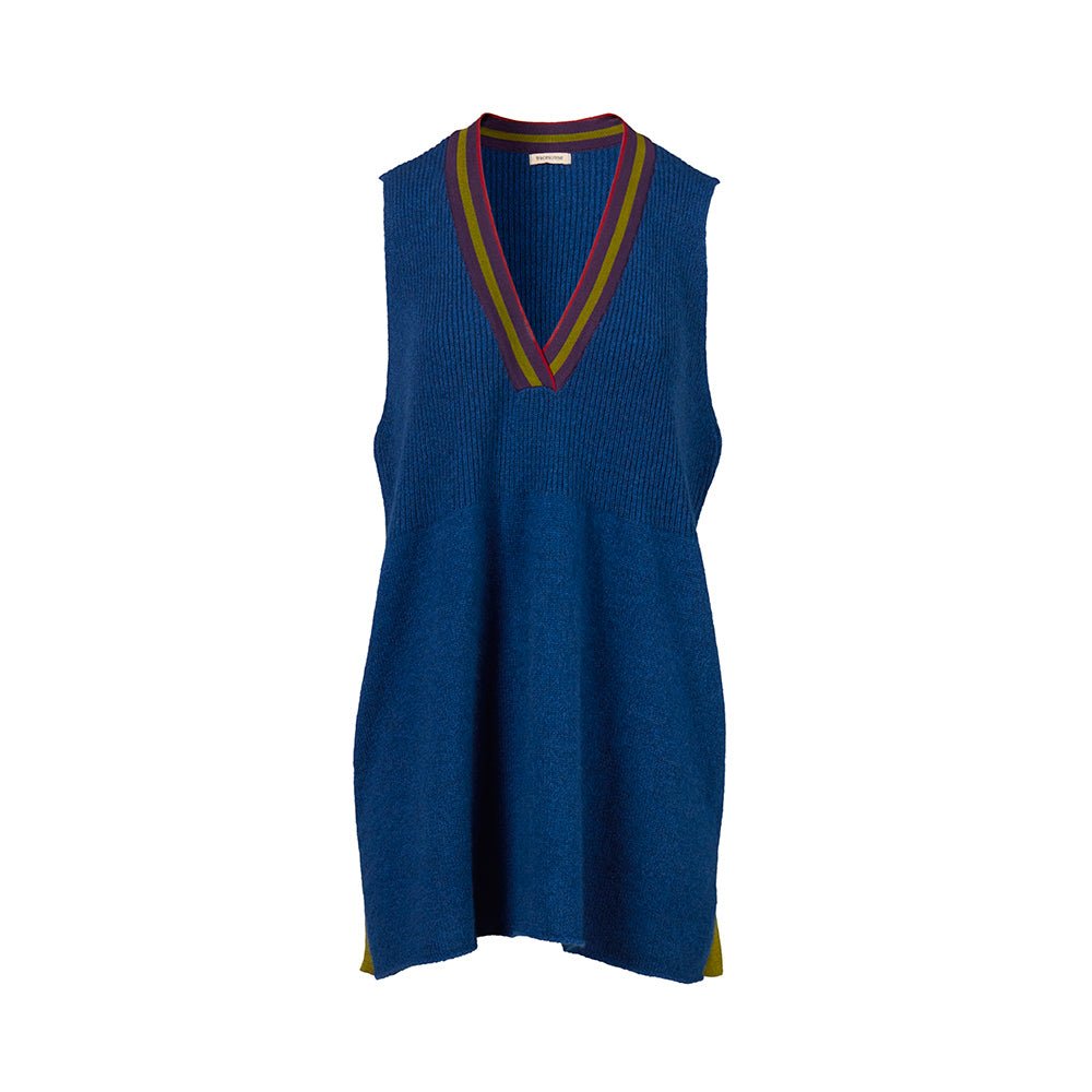 Women’s Blue Vest Long V Neck Sapphire One Size Traces of Me