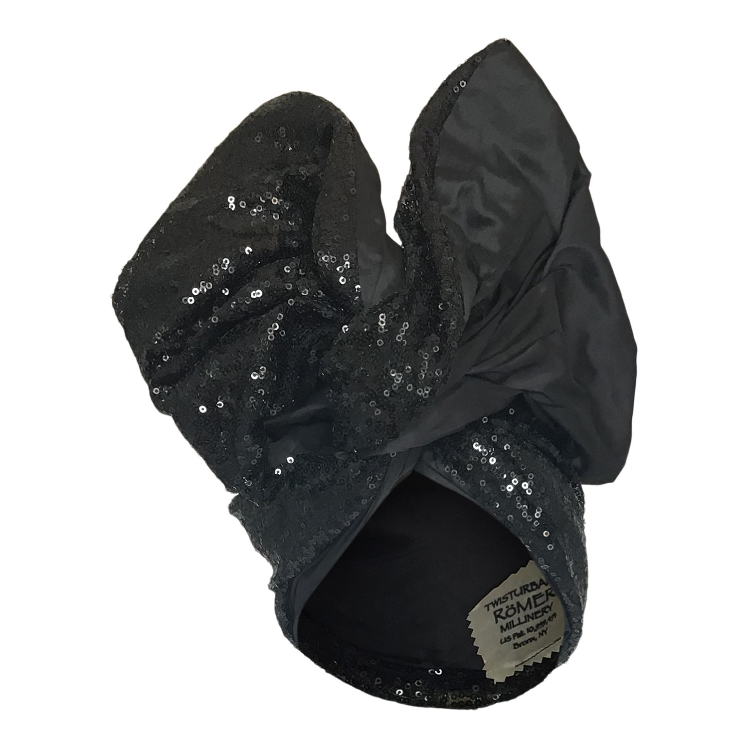 Women's Twisturban Turban In Sequin & Silk Black | Romer Millinery