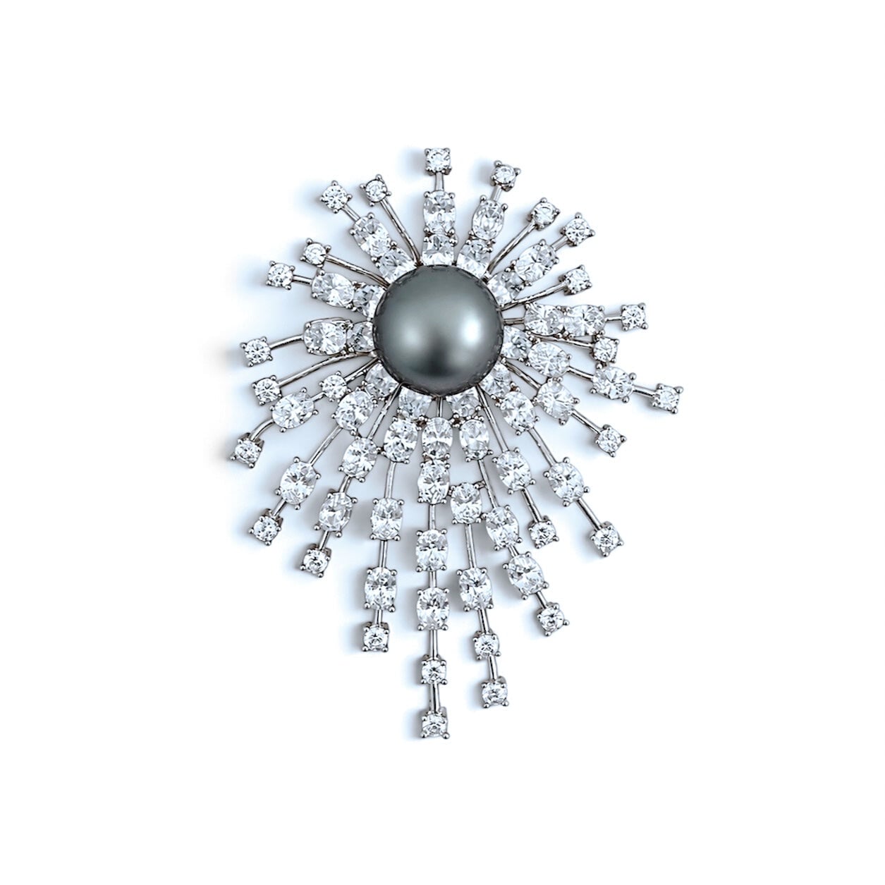 Women's Black Nacre Noire Starburst Pearl Brooch | Ninemoo