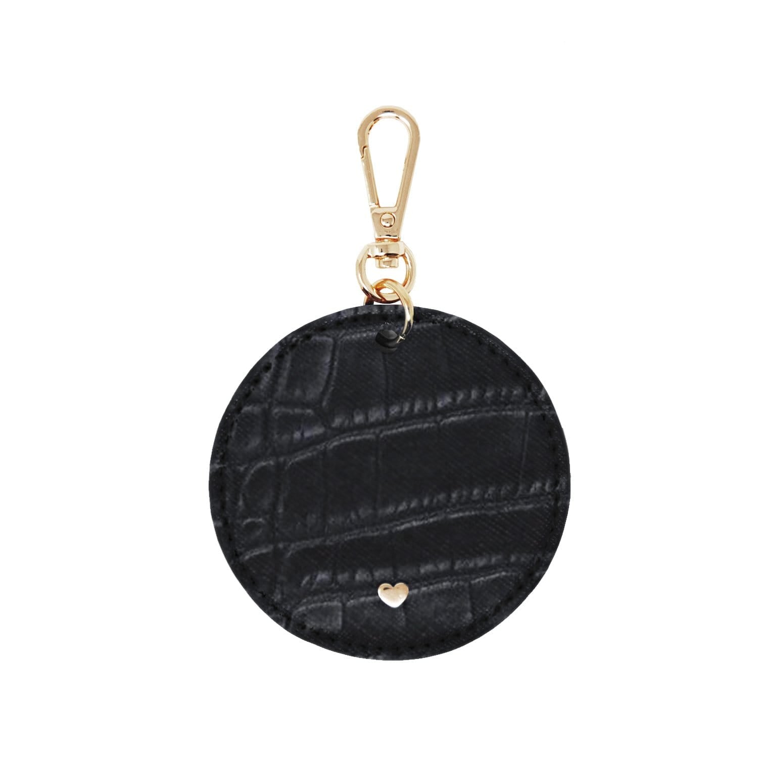 Luxe Croc Arlo Circle Keyring - Black One Size Jlr London