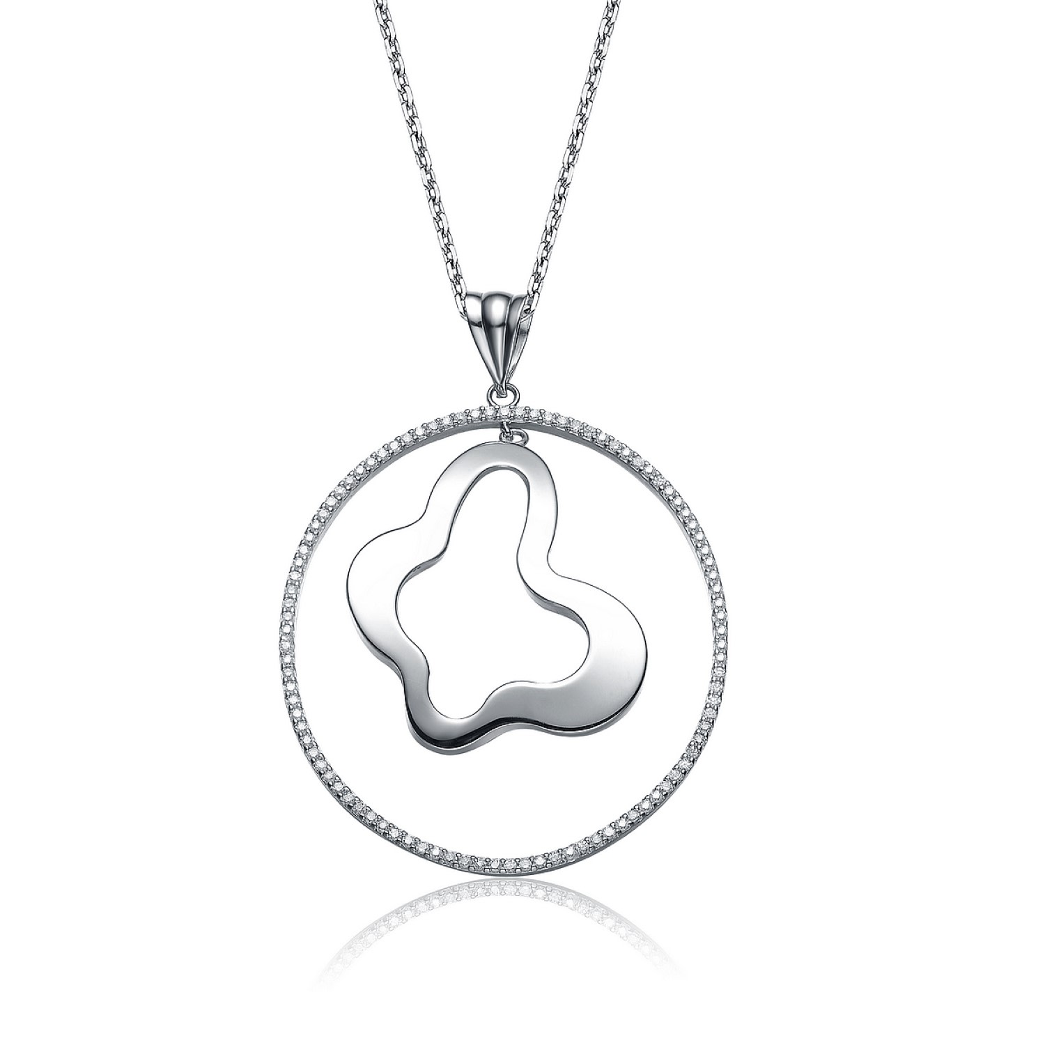 Genevive Jewelry Women's White / Silver Sterling Silver Suspended Open Butterfly Necklace In Multi