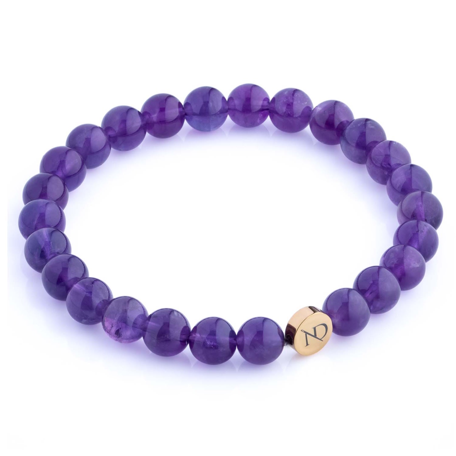N'damus London Women's Purple Amethyst Gemstone Bracelet With Gold Button In Purple