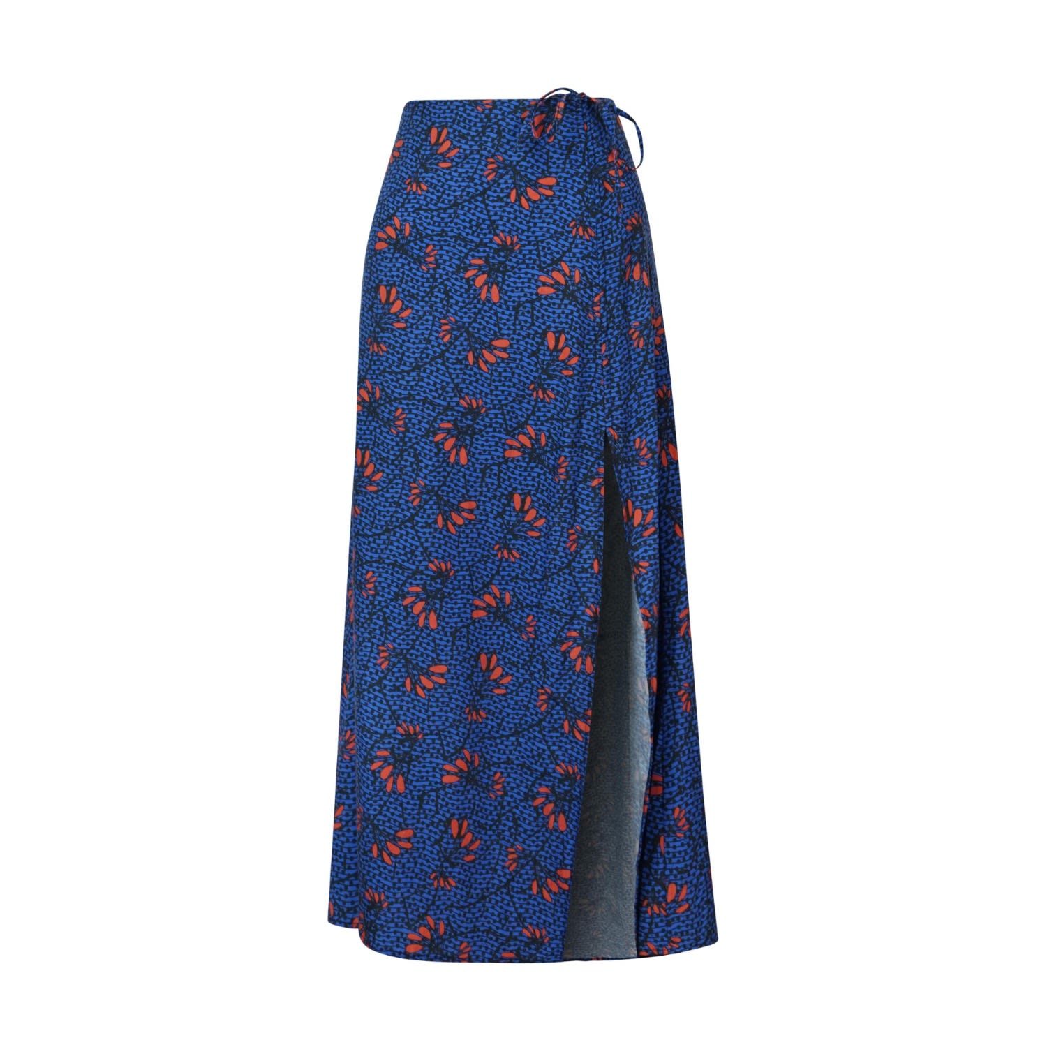 Oliveankara Women's Blue / Red Mirembe Slit Midi Skirt - Blue - Red Afterglow In Blue/red