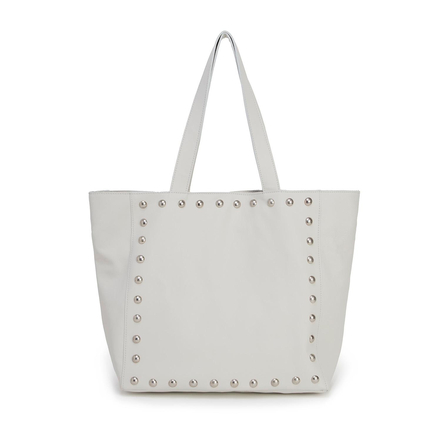 Juan-jo Women's Off White Leather Studded Tote Bag