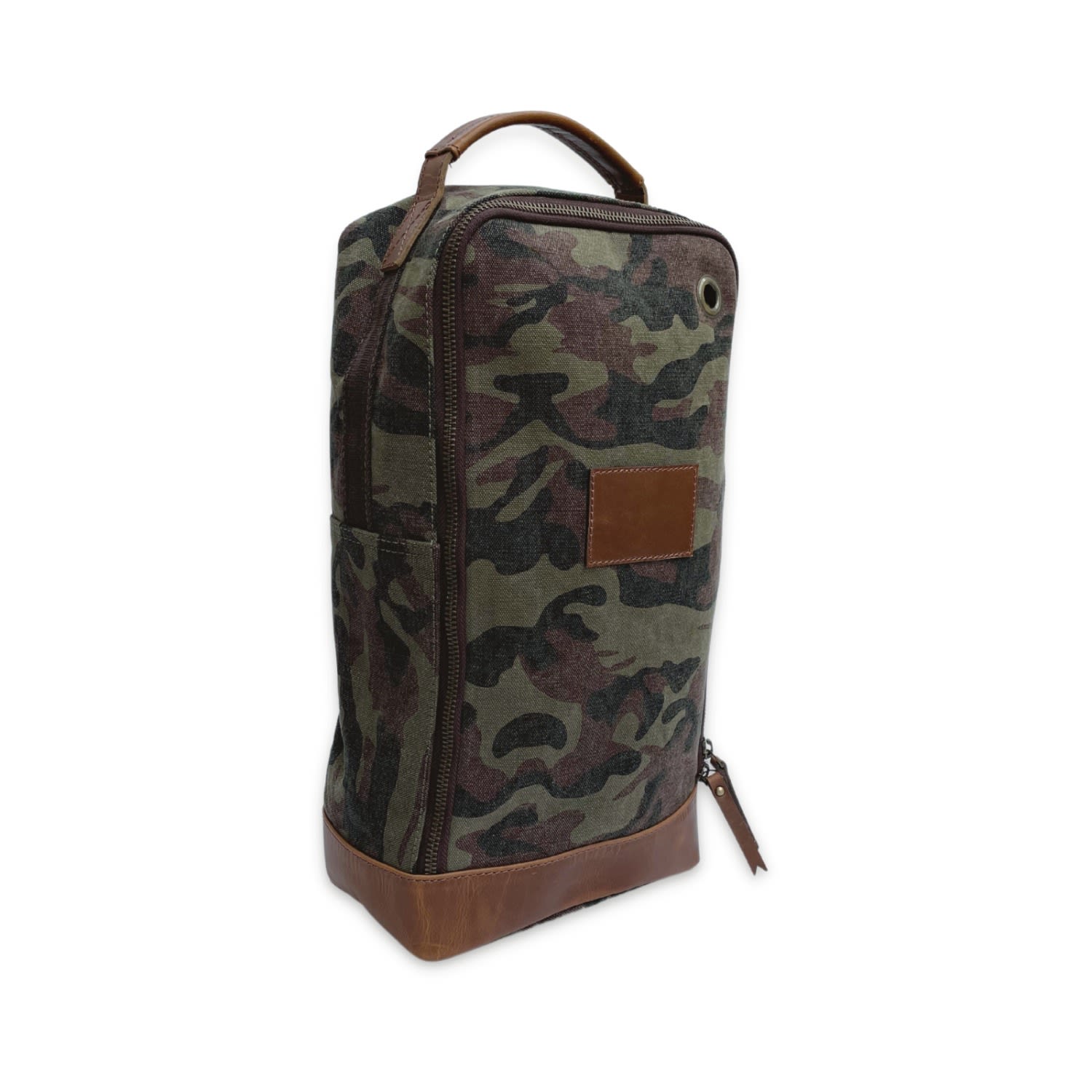Vida Vida Men's Canvas & Leather Trim Golf / Football Boot Bag - Green Camo In Green
