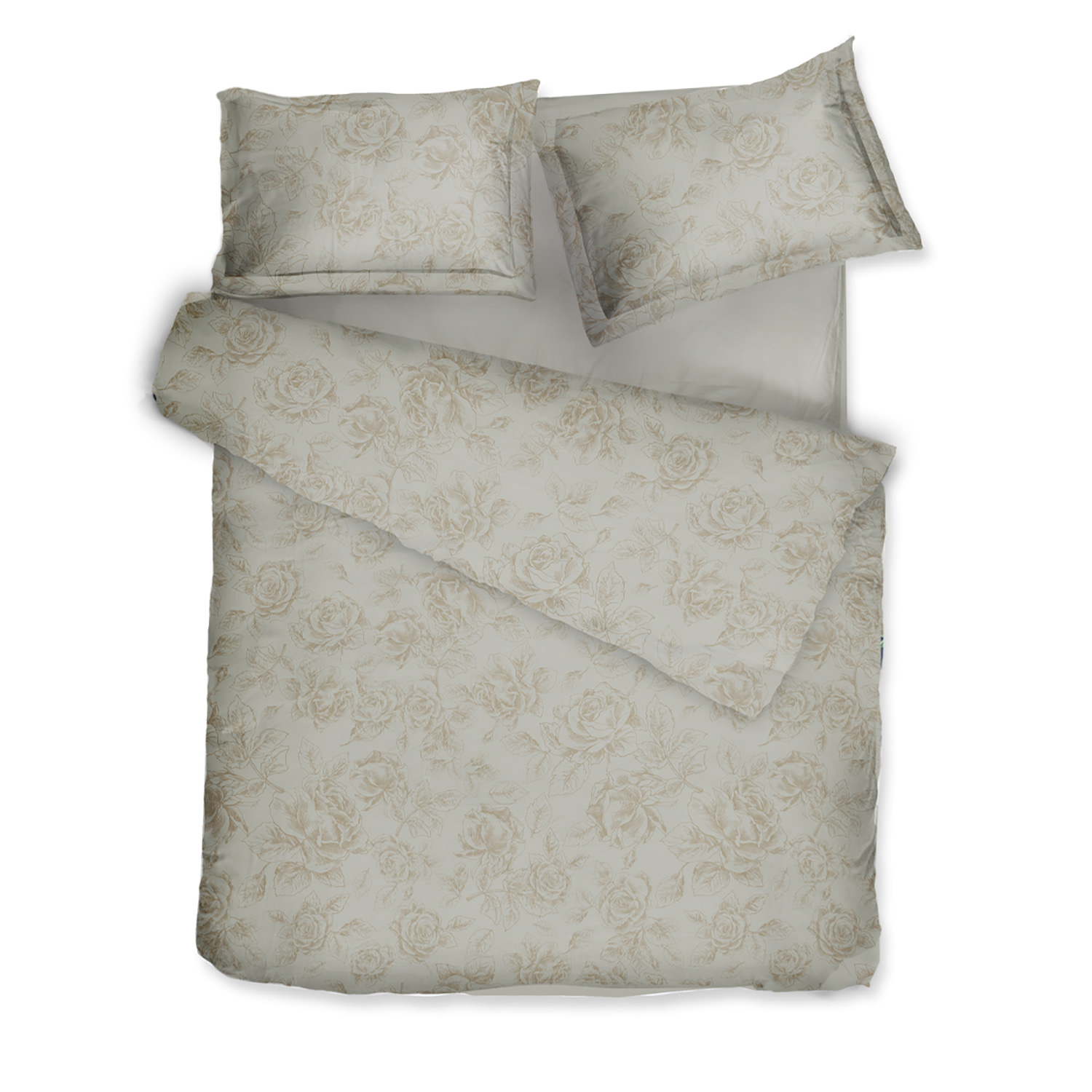 Decoflux Home Brown / Grey / Neutrals Cotton Bed Linen Set Rose Line Almond Uk King, Us Queen In Multi