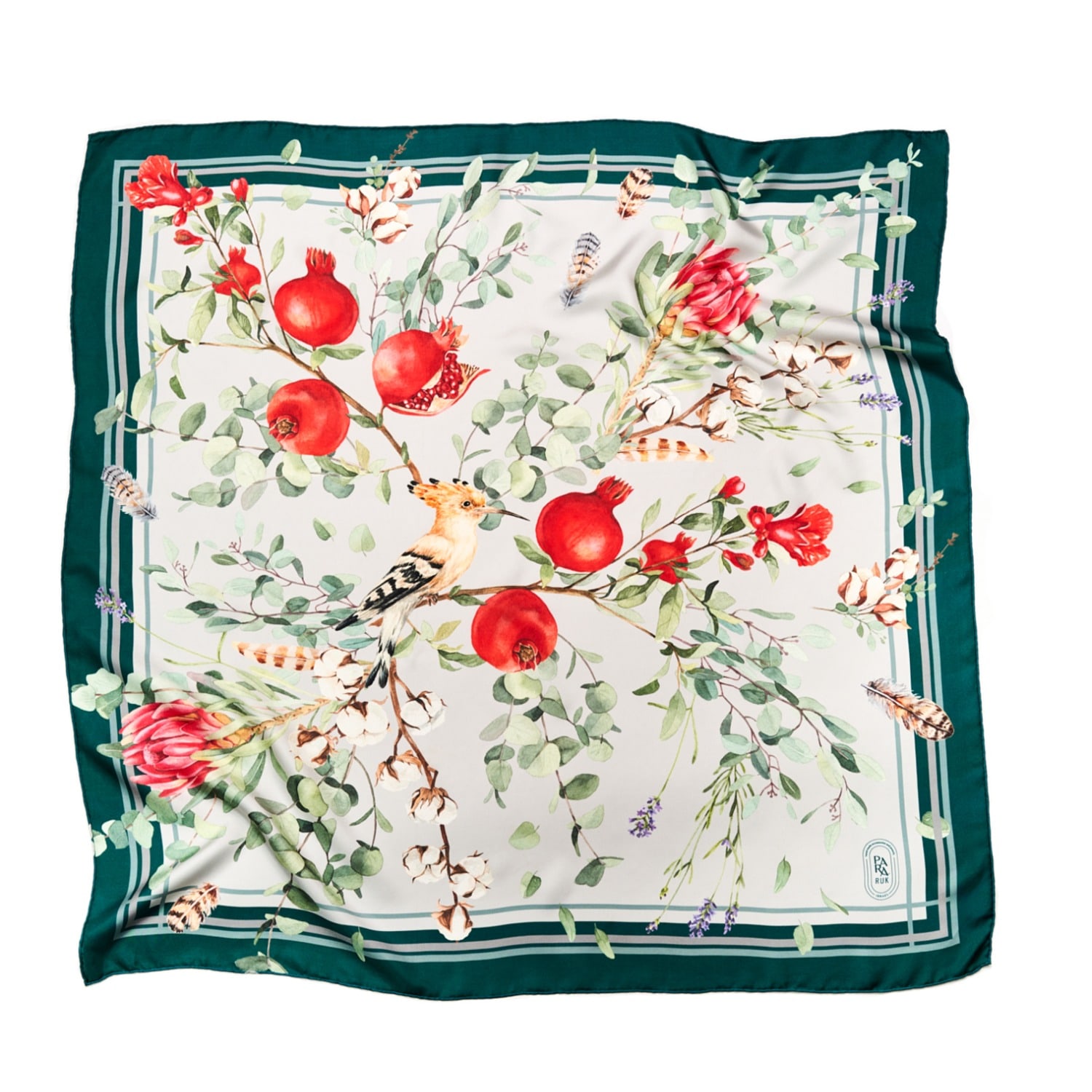 Para Ruk Women's Green / Red Silk Bandana Garnet In Multi