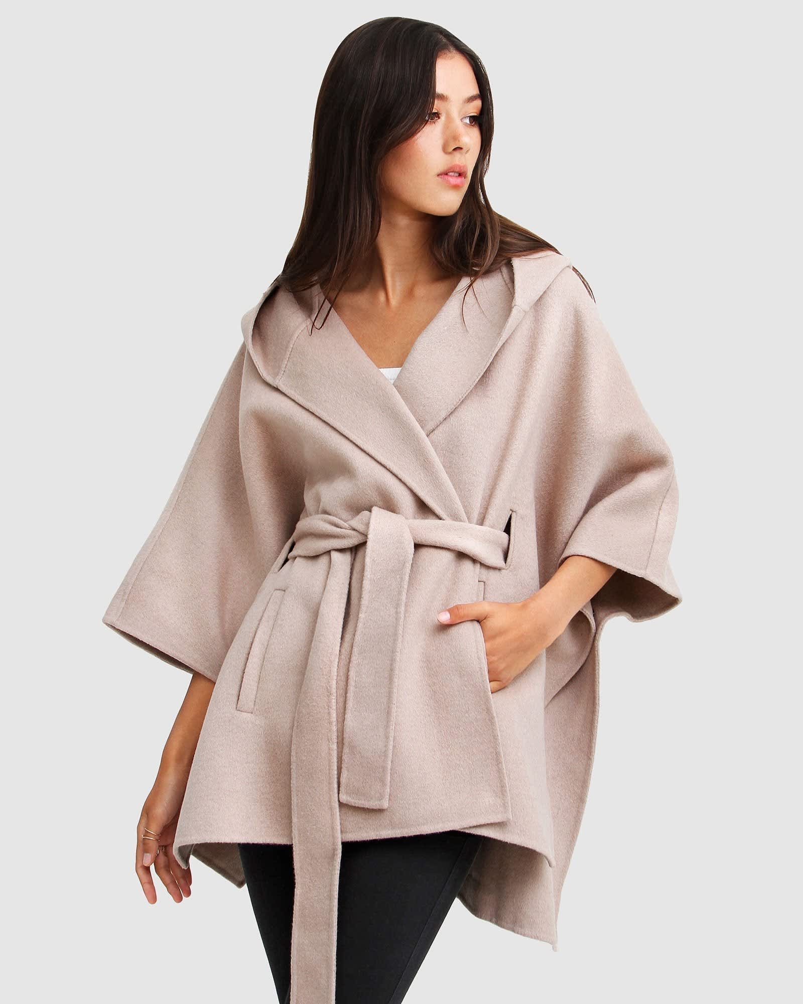 Jackson Landing Wool Blend Cape Coat - Sand | Belle & Bloom | Wolf