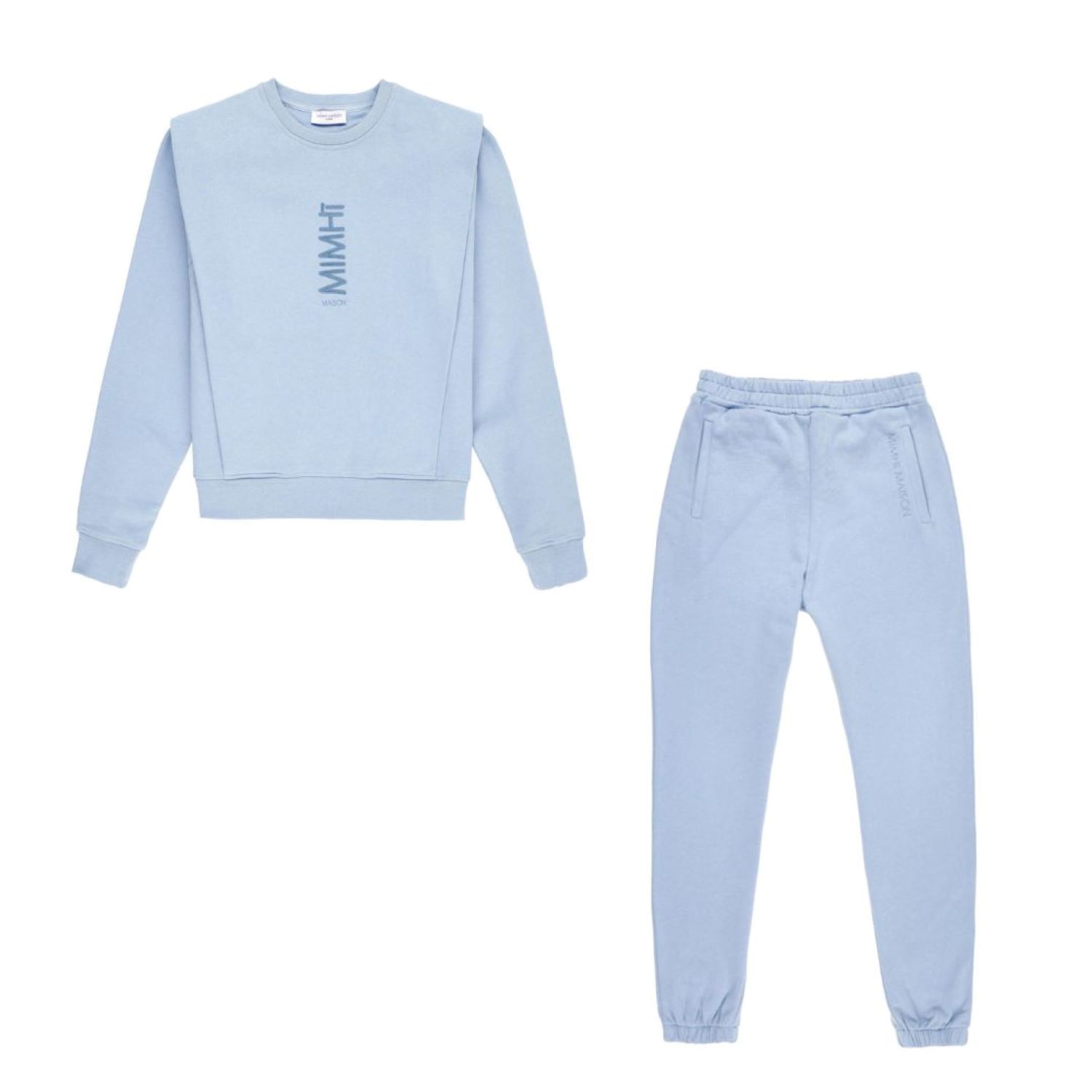 Mimhí Maison Shoulder Pad Sweatshirt & Sweatpants Lauper Co Ord Set - Blue In Blue