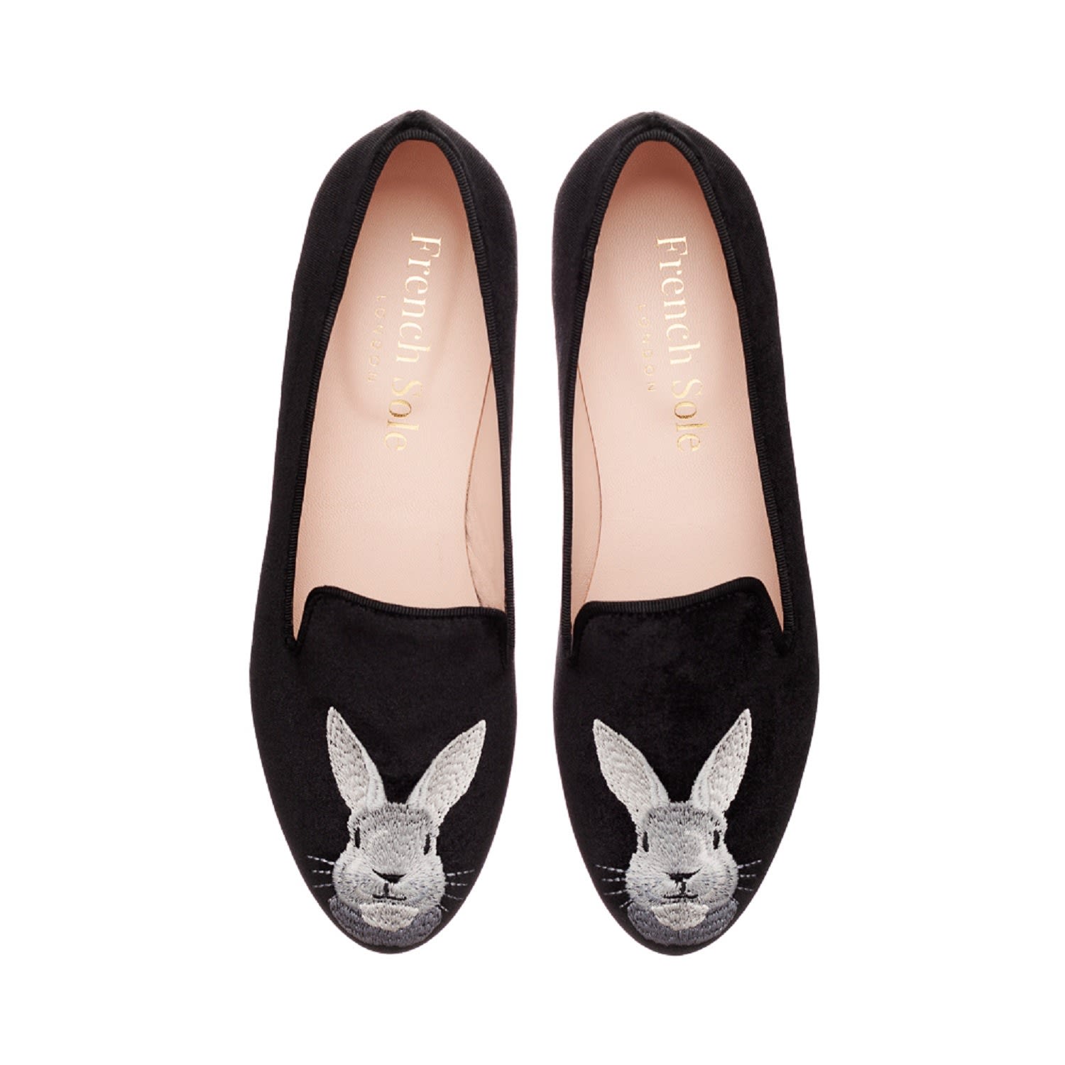 Women’s Hefner Black Velvet Bunny Embroidery 2.5 Uk French Sole