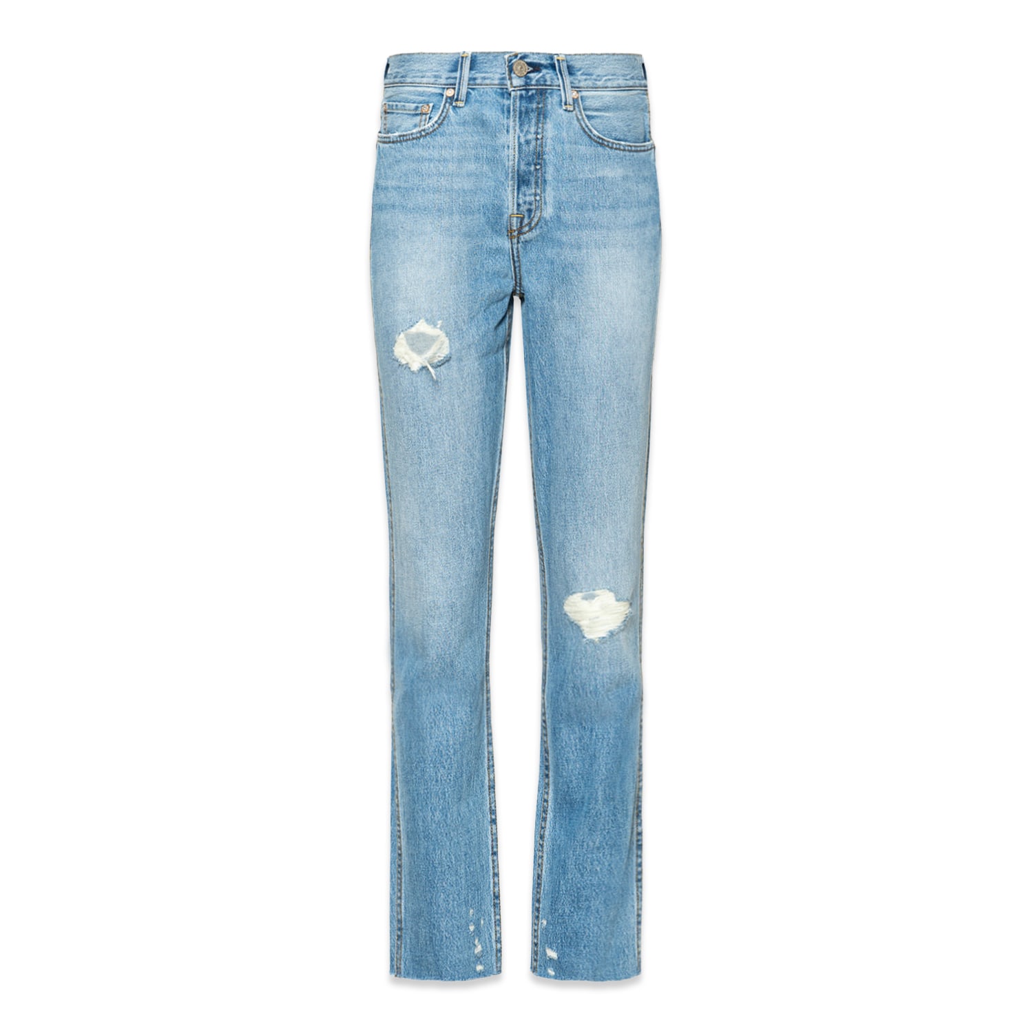 Noend Denim Blue Eve Slim Straight Crop Jeans In Riverside In Blue