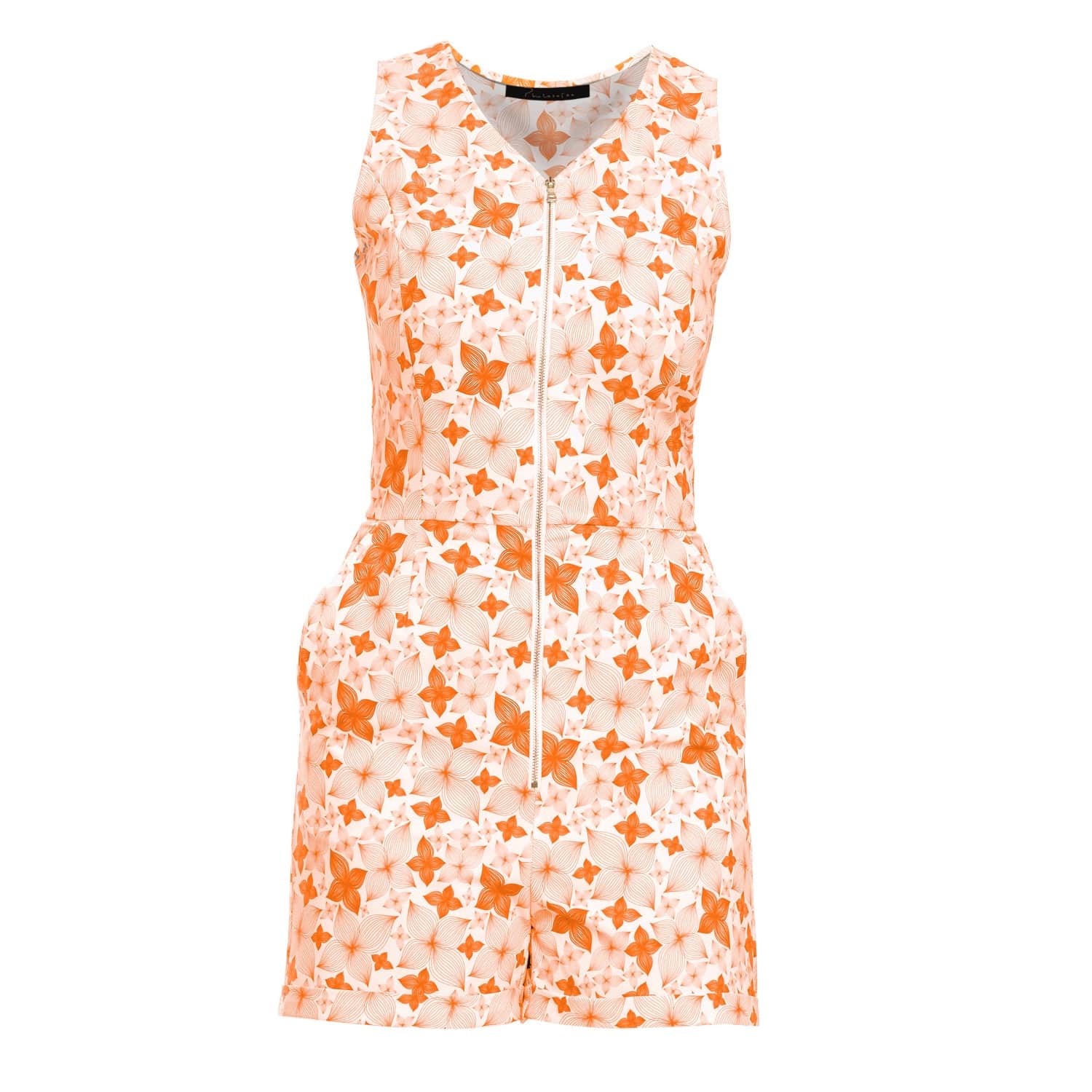 orange print playsuit
