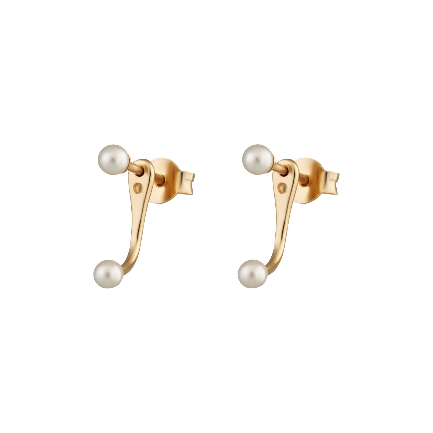 Scream Pretty Women's Gold Pearl Dot Ear Jacket Stud Earrings