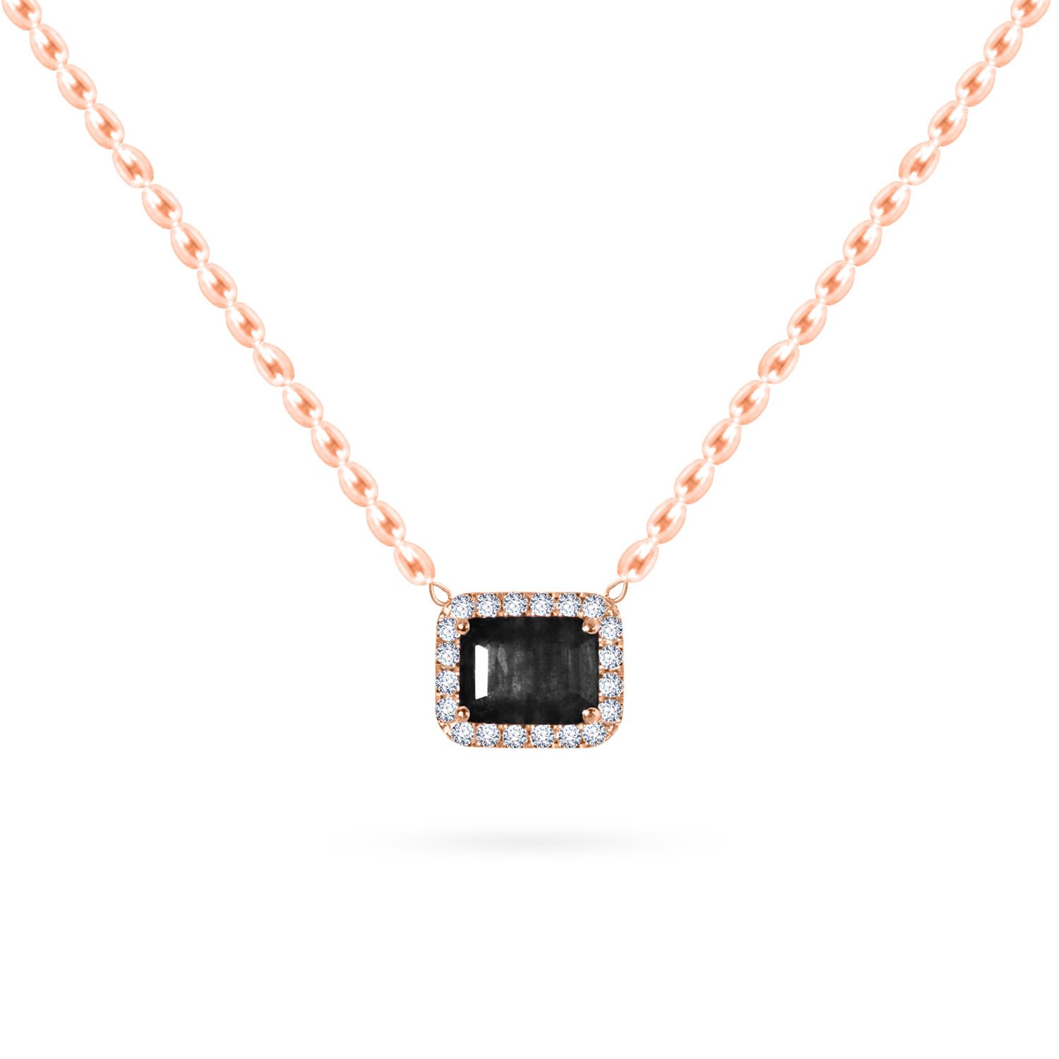 Women’s Necklace Cleopatra Rose Pearls On 18K Rose Gold, Diamonds & Precious Stone - Onyx Aquae Jewels