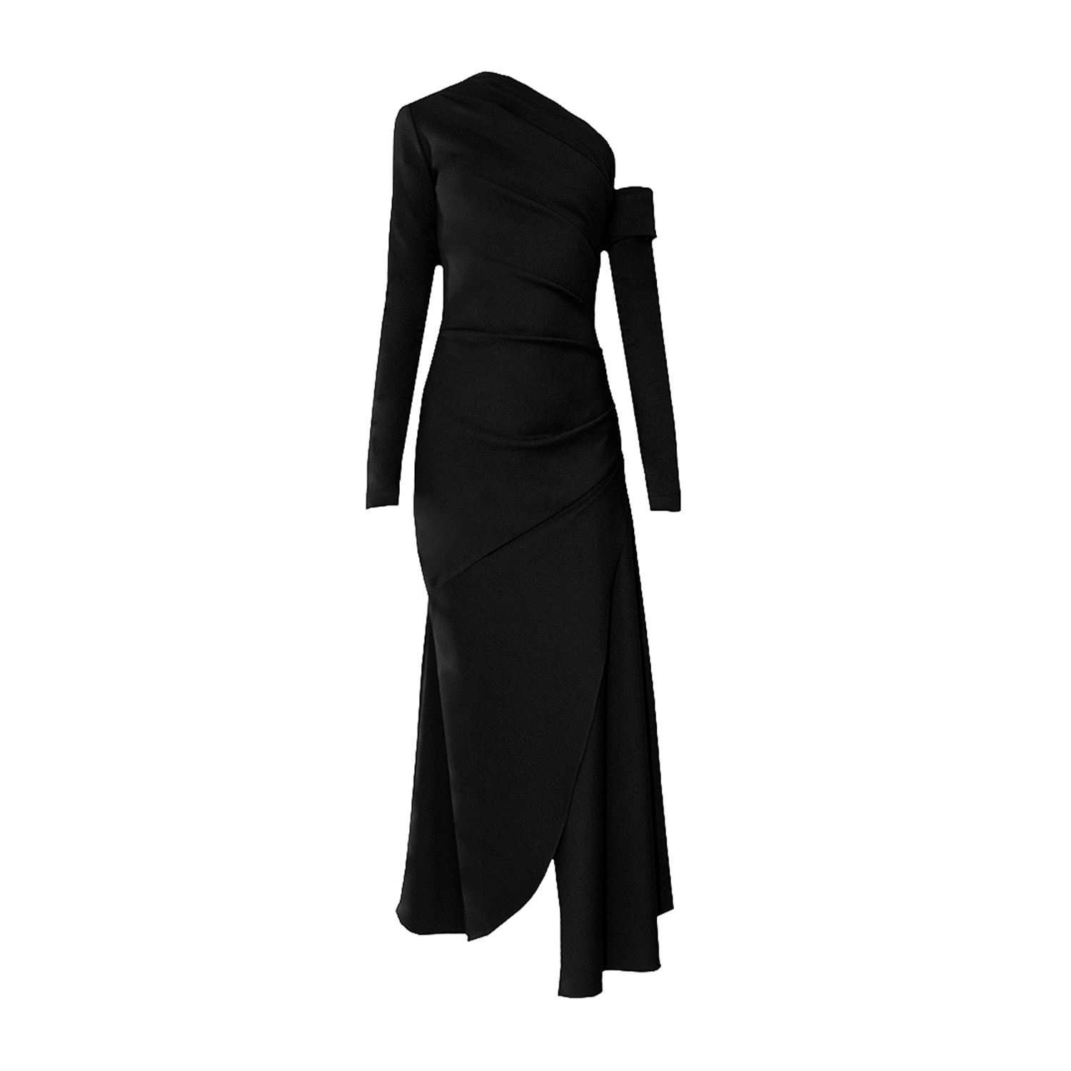 Alina Cernatescu Women's Melrose Black Asymmetric And  Long Sleeves With A Cut Out Shoulder  Dress In Black