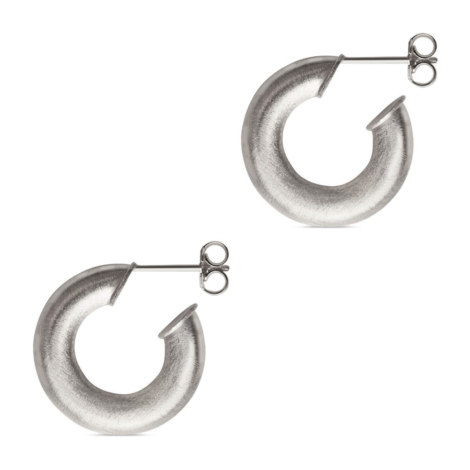 Women’s Matte Cushion Hoops - Silver The Hoop Station