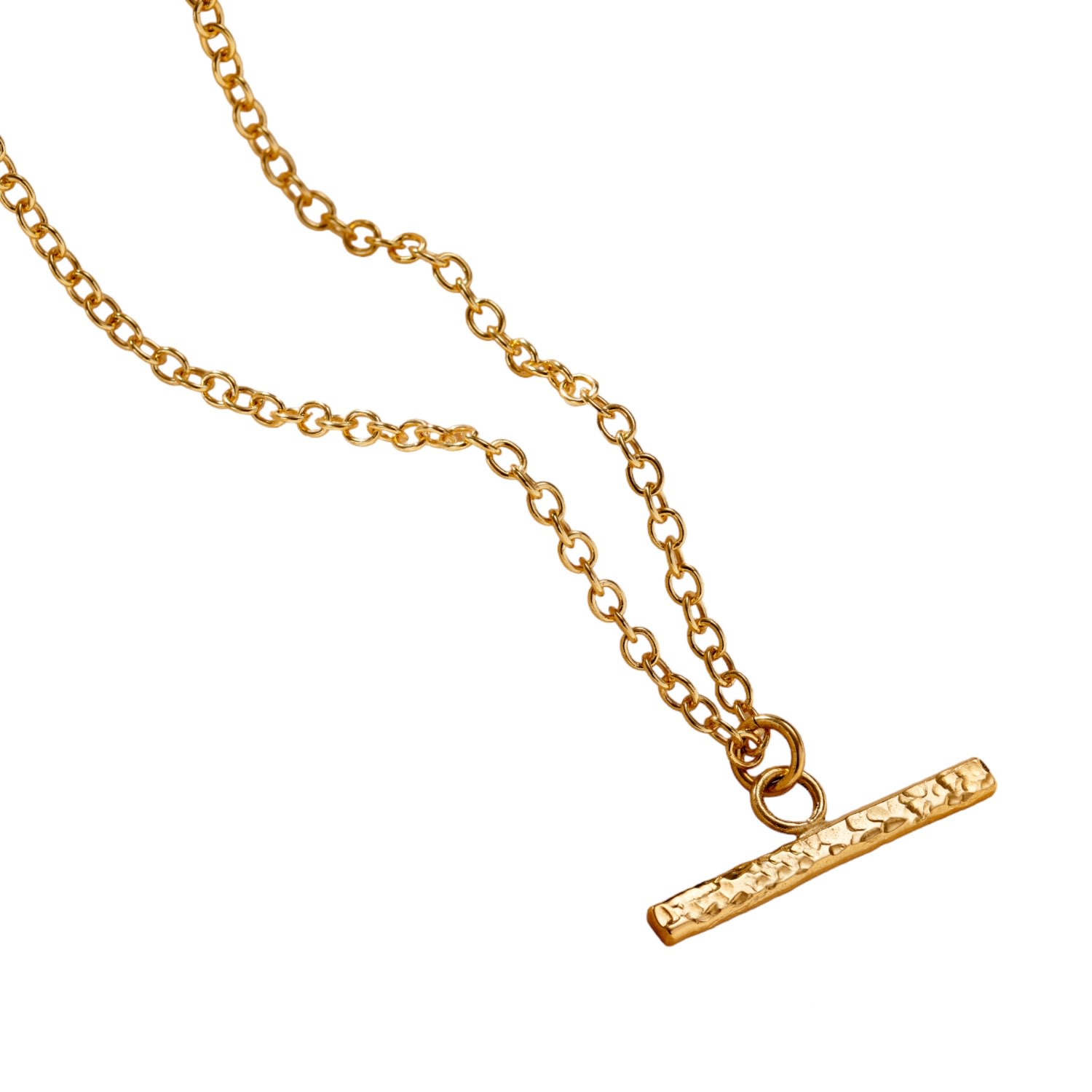 Women’s Yellow Gold Plated Textured T Bar Necklace Posh Totty Designs