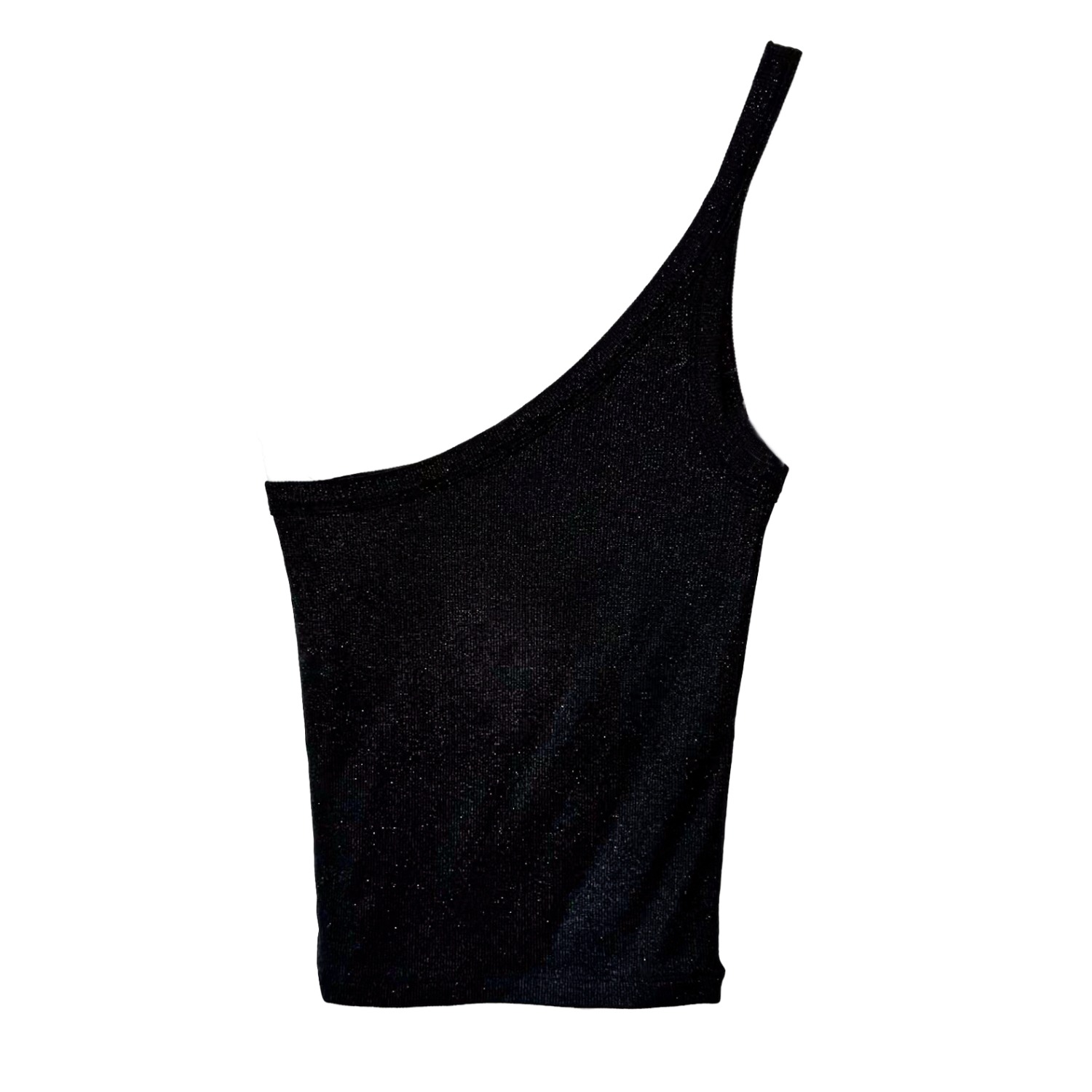 Vænn Women's Black Metallic One Shoulder Tank In Black