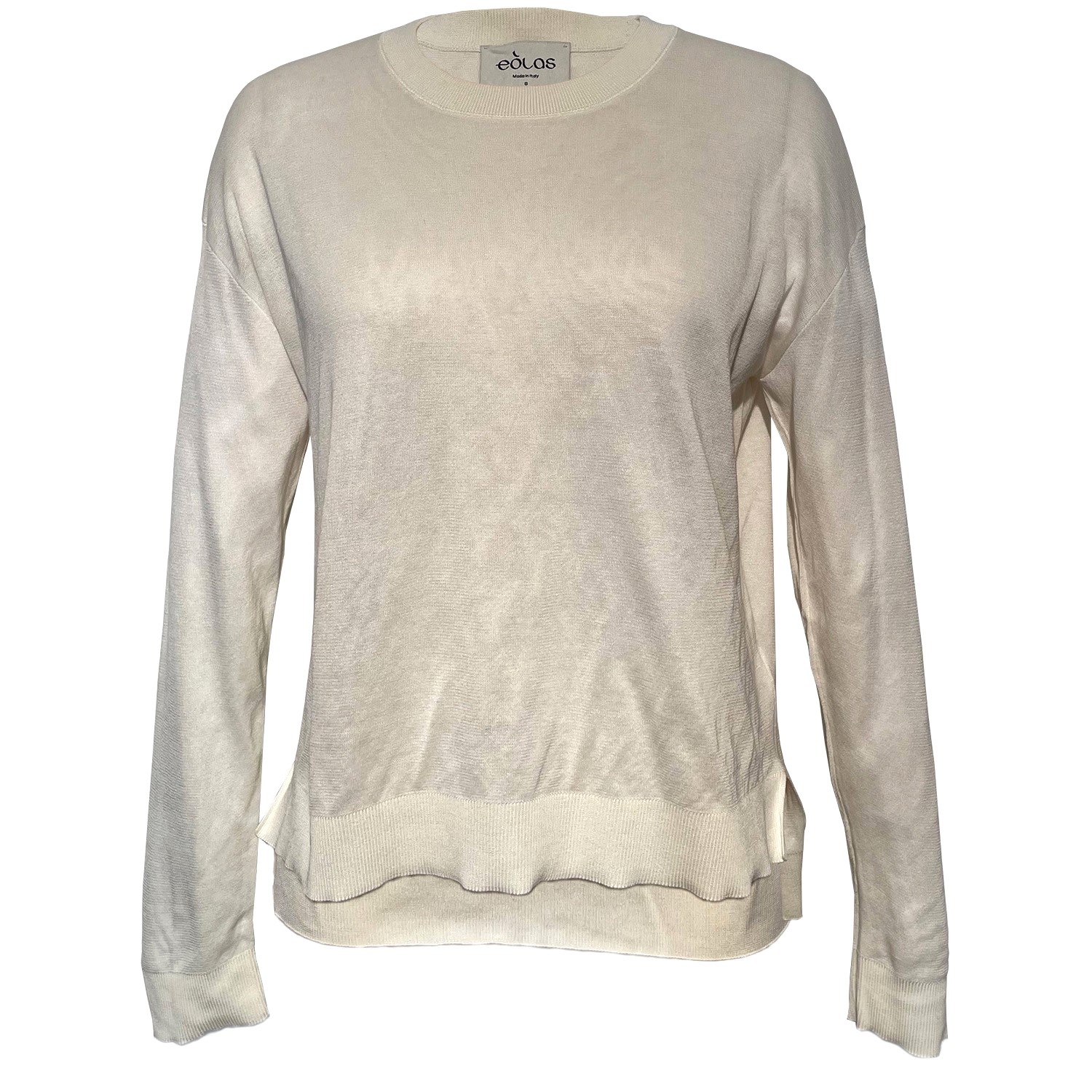 Women’s White Alba Cream Crewneck In Organic Cotton Large Eolas