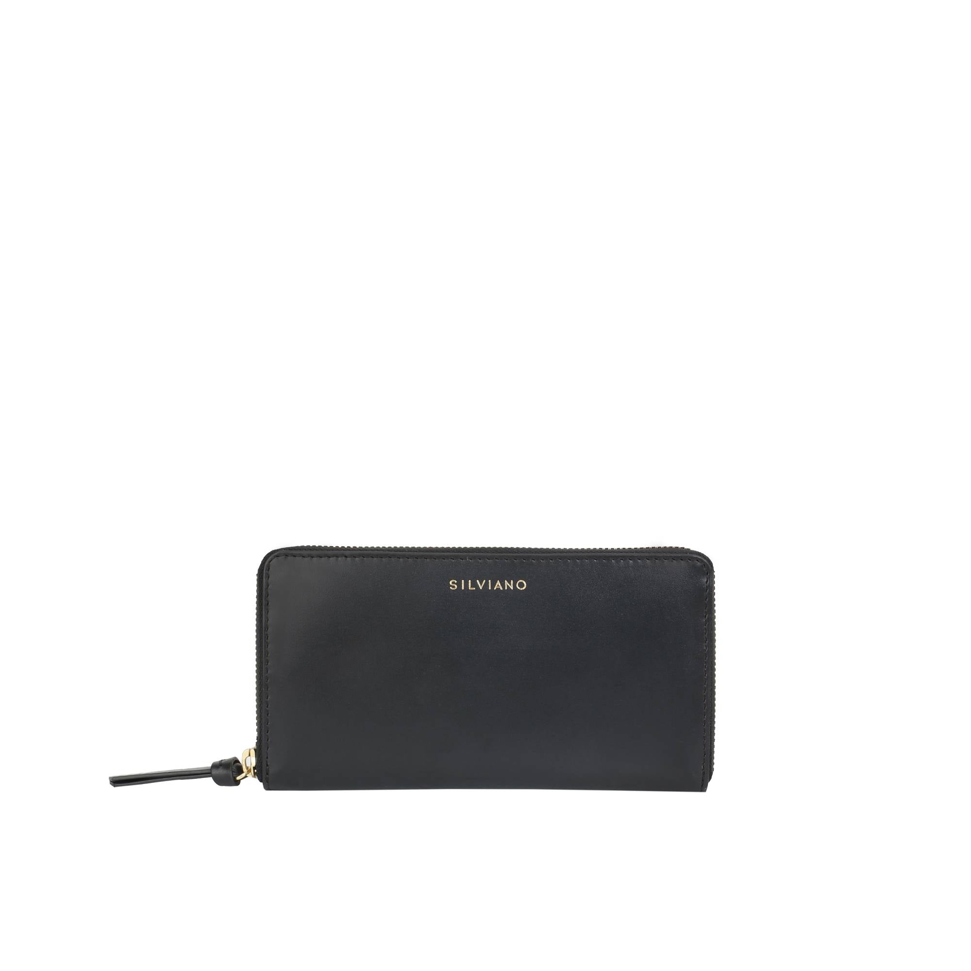 Women’s Silviano Helen Zip Around Wallet - Timeless Black Elegance For Organized Style