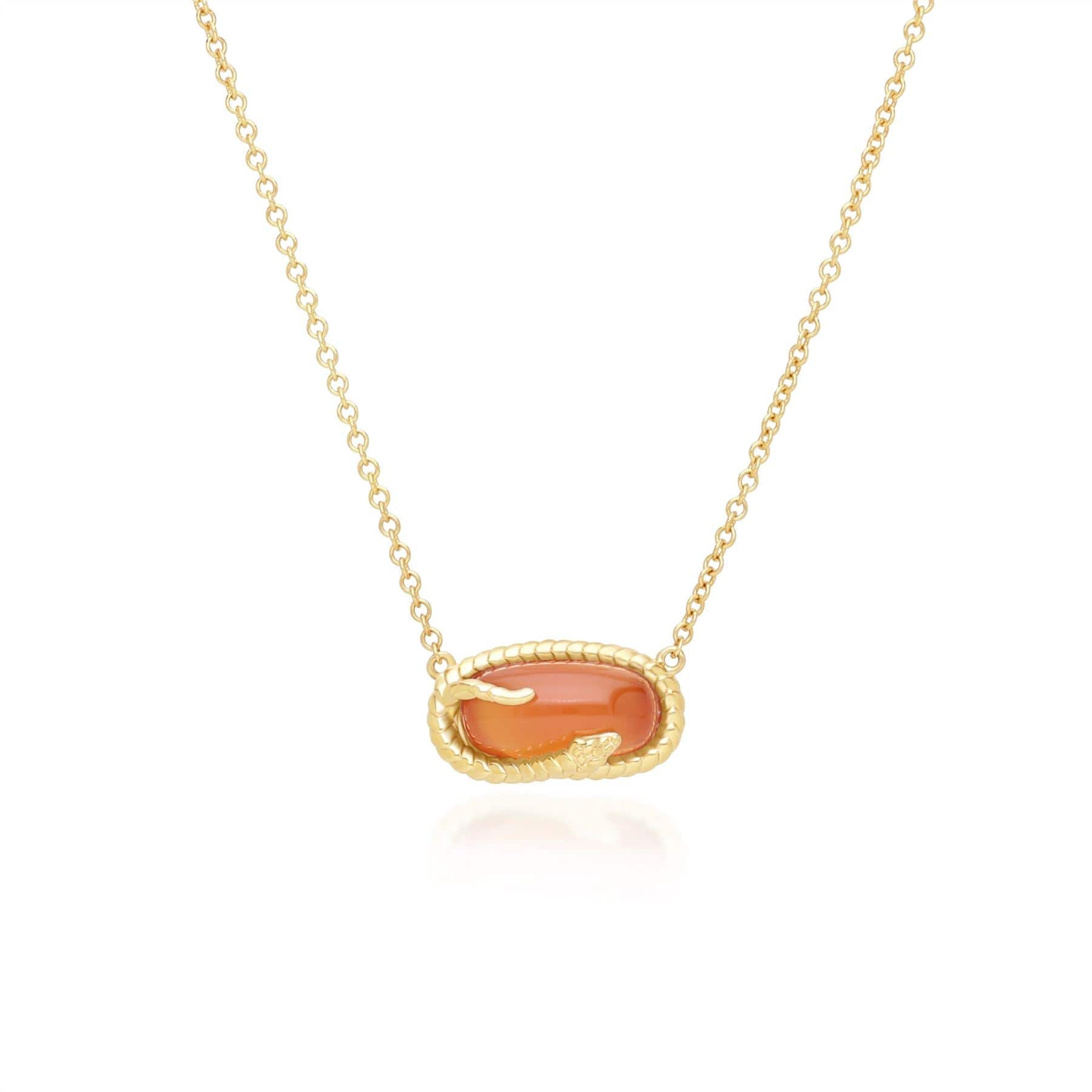 Women’s Yellow / Orange Ecfew Carnelian Snake Pendant Necklace In Gold Plated Sterling Silver Gemondo