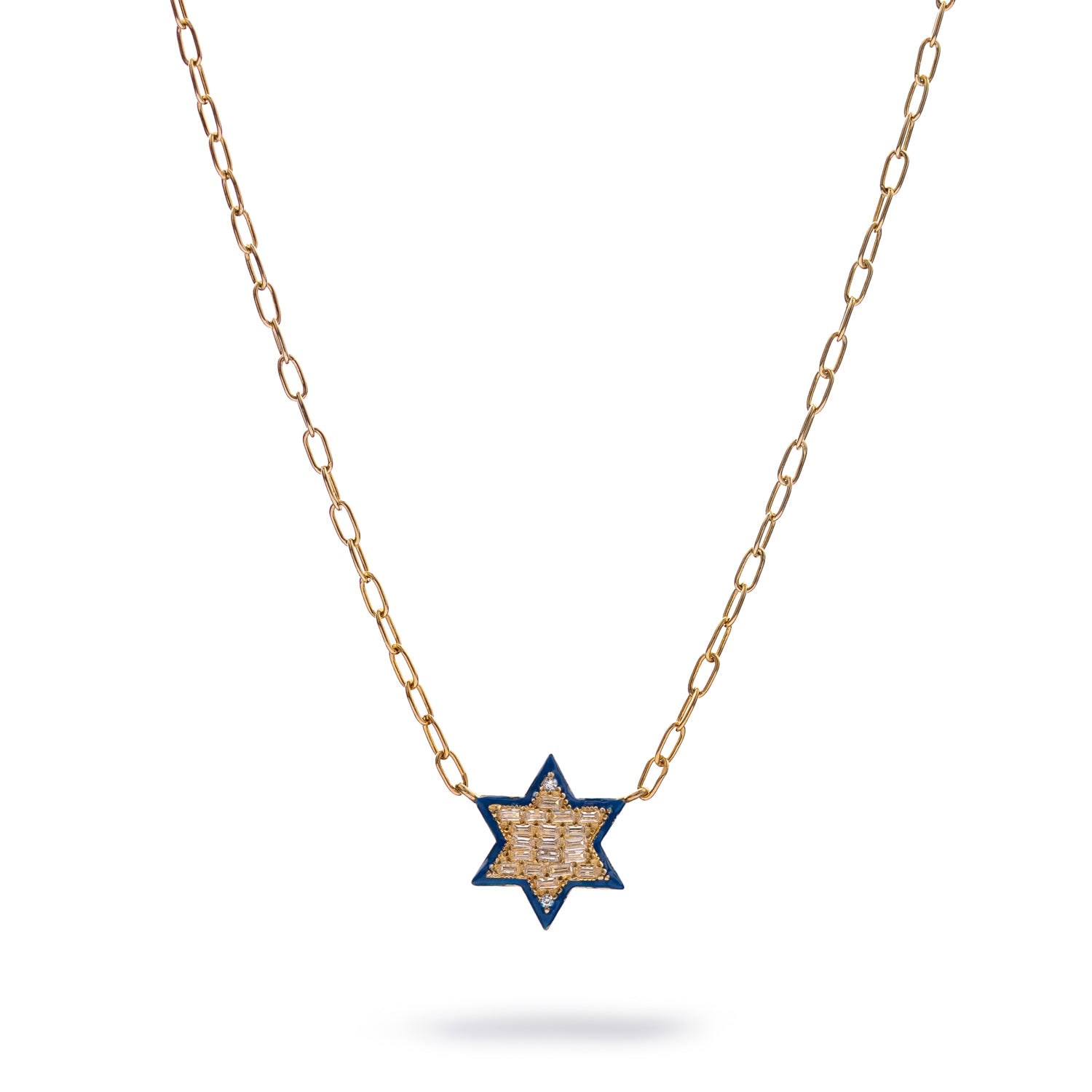 Ebru Jewelry Women's Gold / Blue Divine Star Of David Blue Enamel Gold Necklace - Gold In Gold